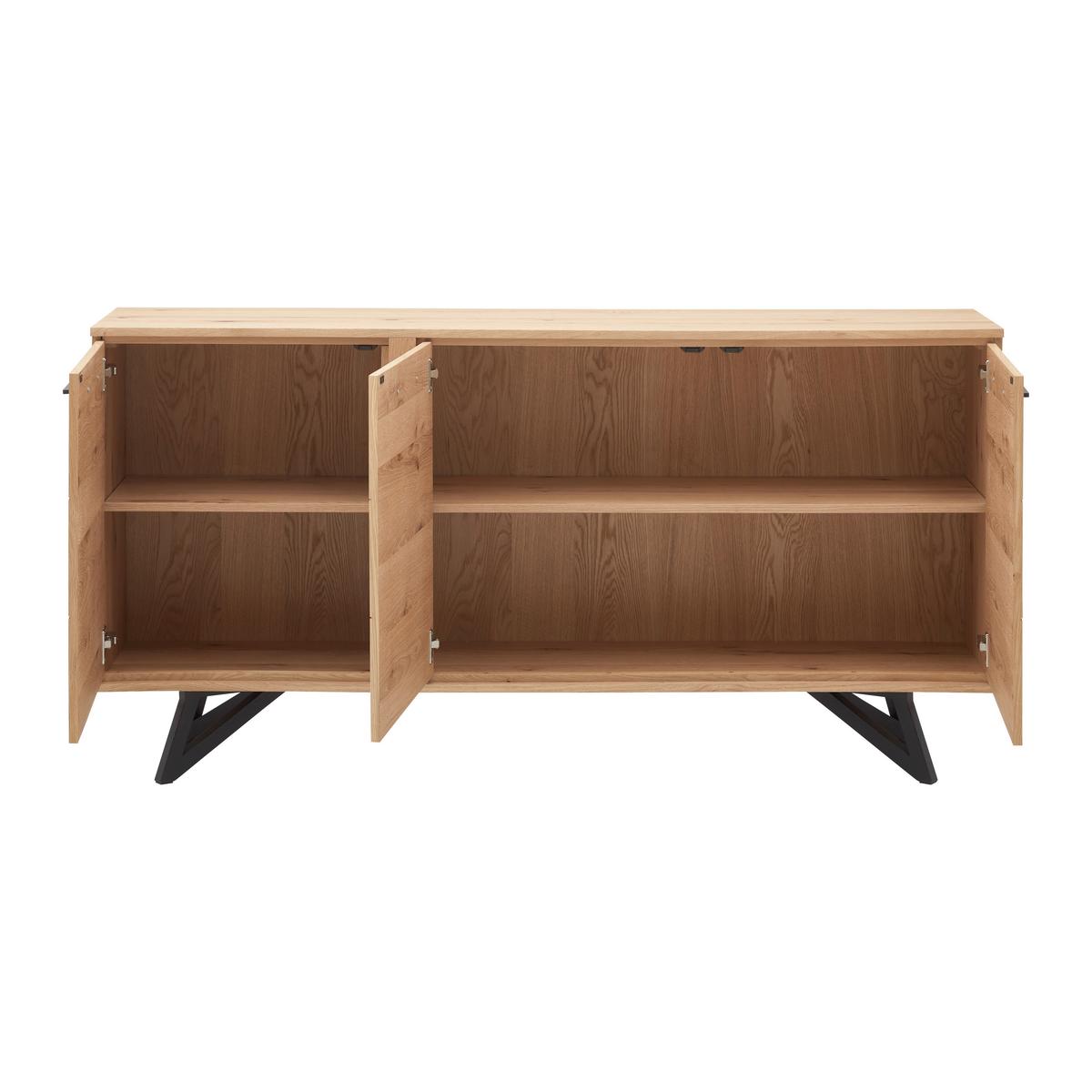 Sideboard Emilio Eichefarben Echtholz - Eichefarben/Schwarz, MODERN, Holz/Metall (170/85/40cm) - Bessagi Home