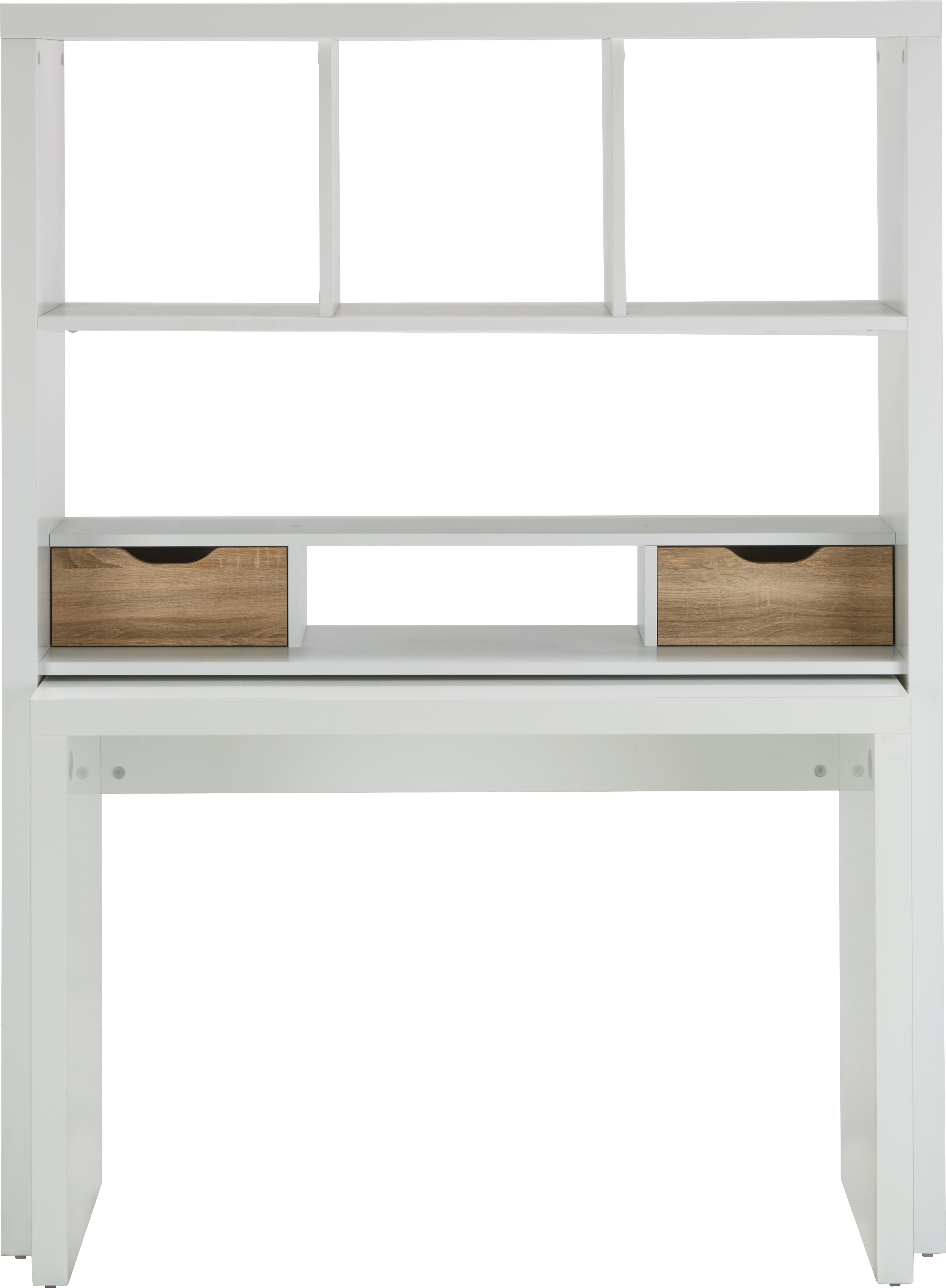 Schreibtisch in Weiß/Eiche - Eichefarben/Weiß, MODERN, Holzwerkstoff (117,2/156,6/45cm)