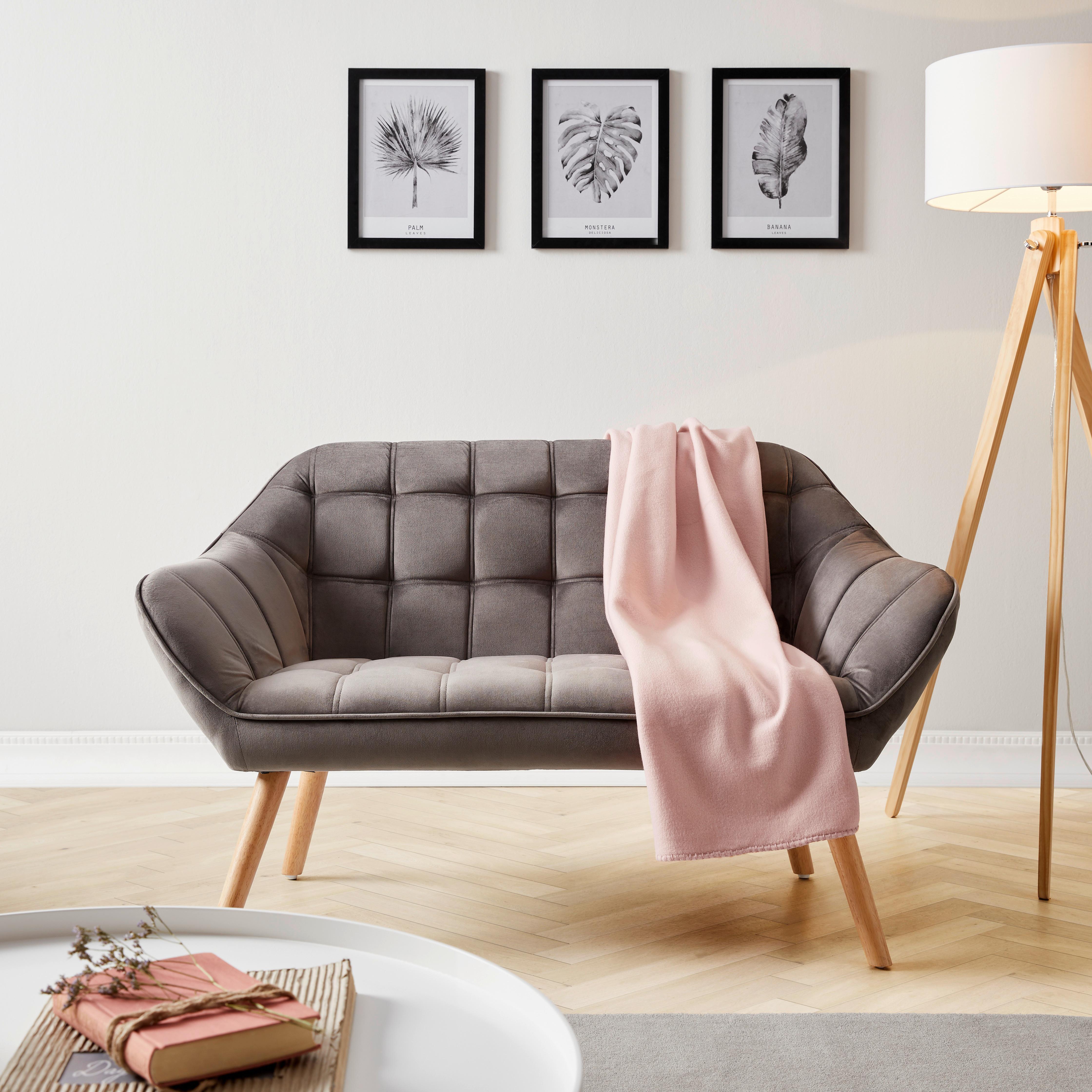 Sofa Monique Grau Samt - Dunkelgrau, MODERN, Holz/Textil (127/76/74,5cm) - Bessagi Home