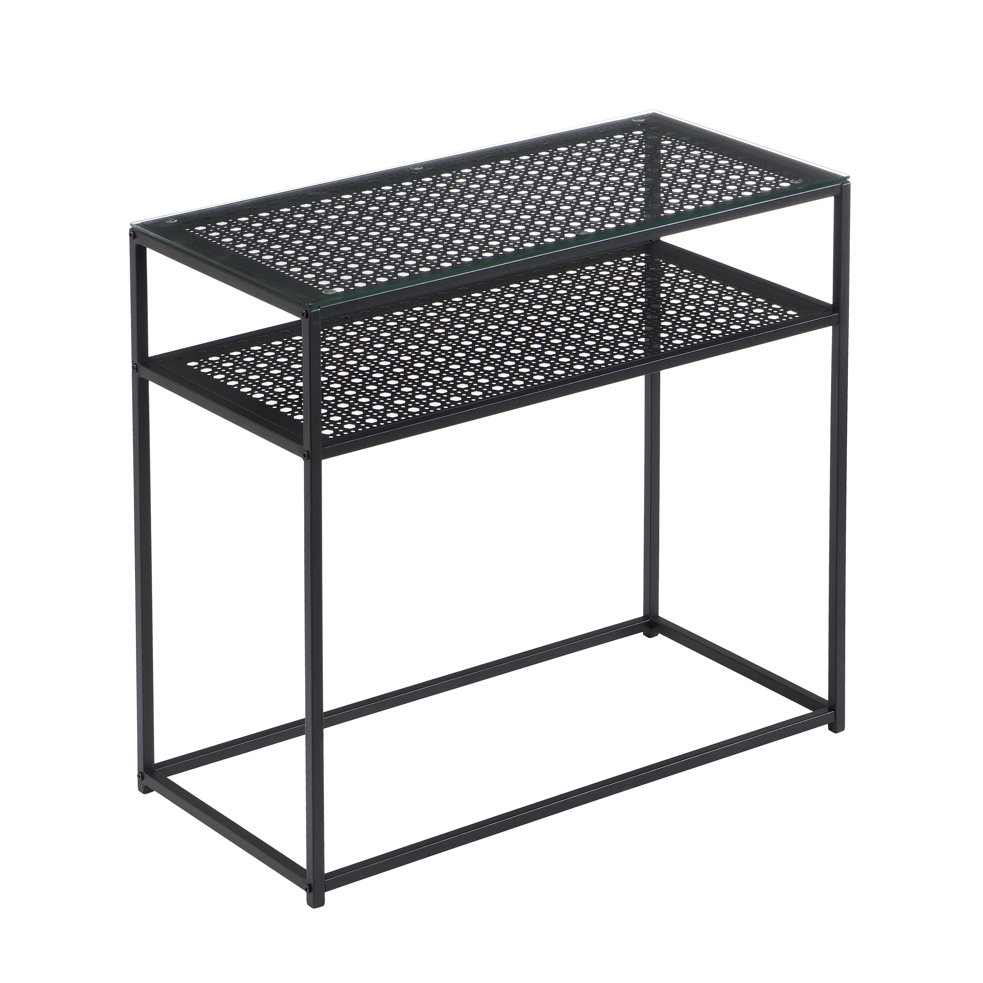Konsolentisch Wl7.333 - Schwarz, Design, Glas/Metall (80/40/77cm) - MID.YOU