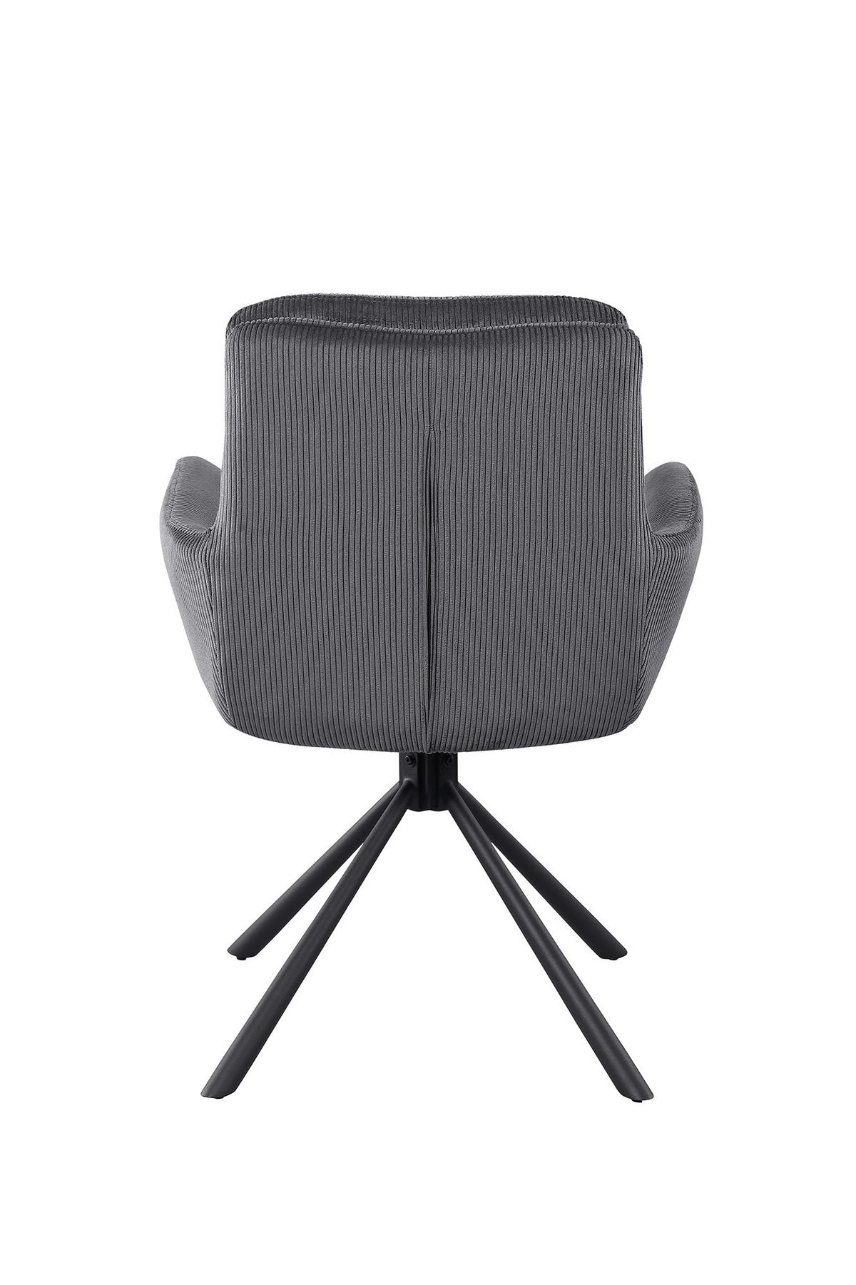 Naslanjač Cord, Temno Siva, Vrtljiv - temno siva/črna, Moderno, kovina/tekstil (60/89/64cm) - Livetastic