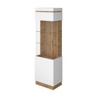Vitrină CALABRIA - alb/culoare lemn stejar, Trend, sticlă/material pe bază de lemn (60,1/200,5/40cm) - Modern Living