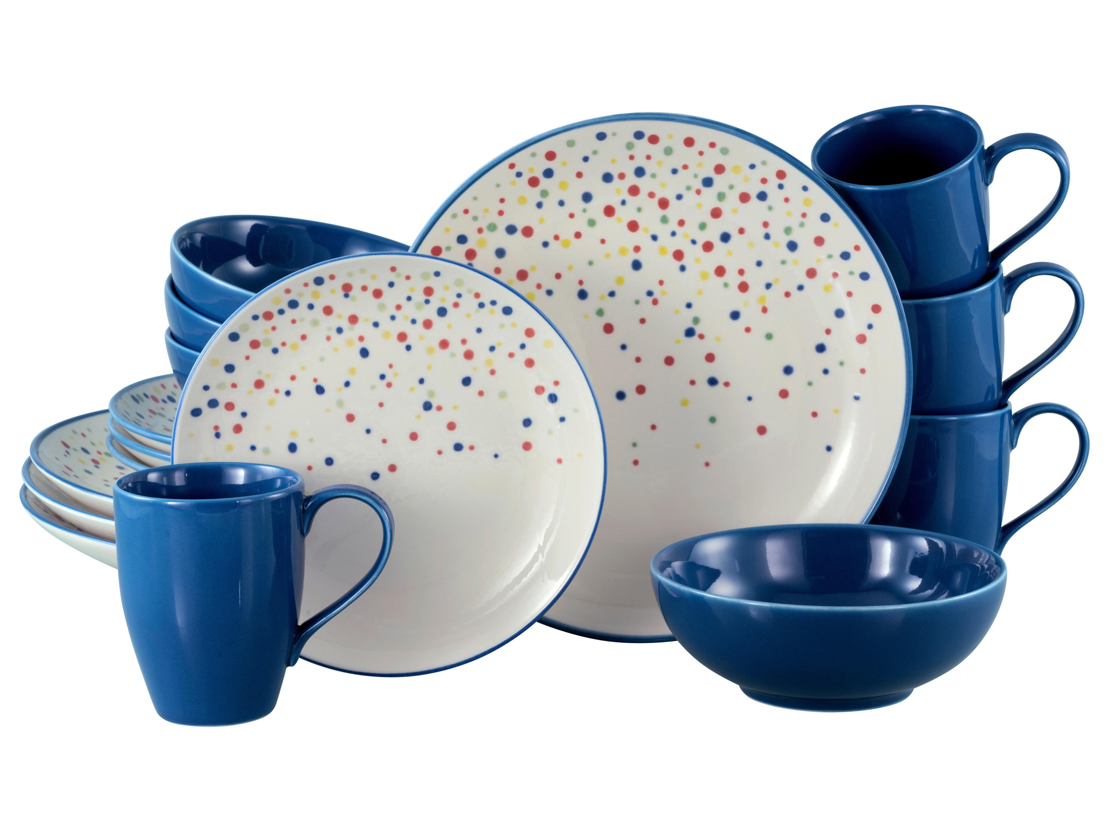 Kombinirani Servis Joy Blue, 16-Delni - modra/krem barve, Basics, keramika - Creatable