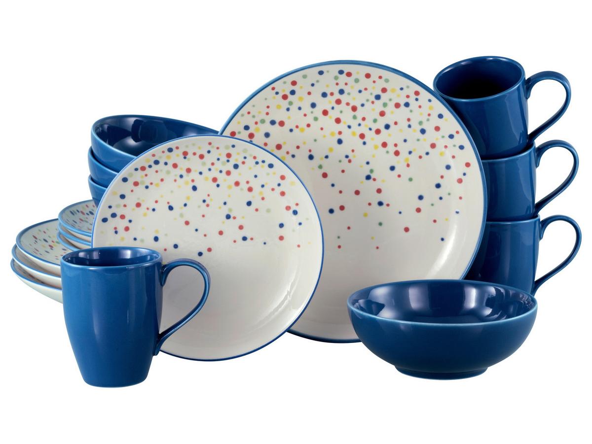 Kombinirani Servis Joy Blue, 16-Delni - modra/krem barve, Basics, keramika - Creatable