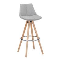 Barhocker Nelo Grau Webstoff Gepolstert - Chromfarben/Buchefarben, MODERN, Holz/Textil (42/100/33cm) - Bessagi Home