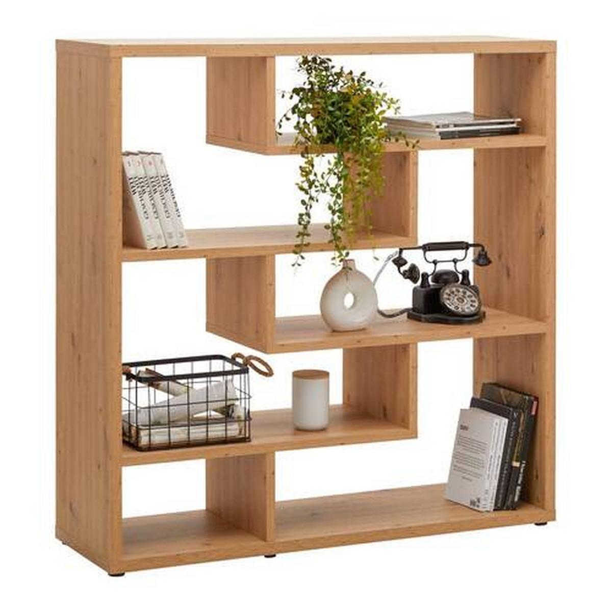 Raumteiler Bounty Eiche Artisan - Schwarz/Eiche Artisan, MODERN, Holzwerkstoff/Kunststoff (130/134/43cm) - Mömax