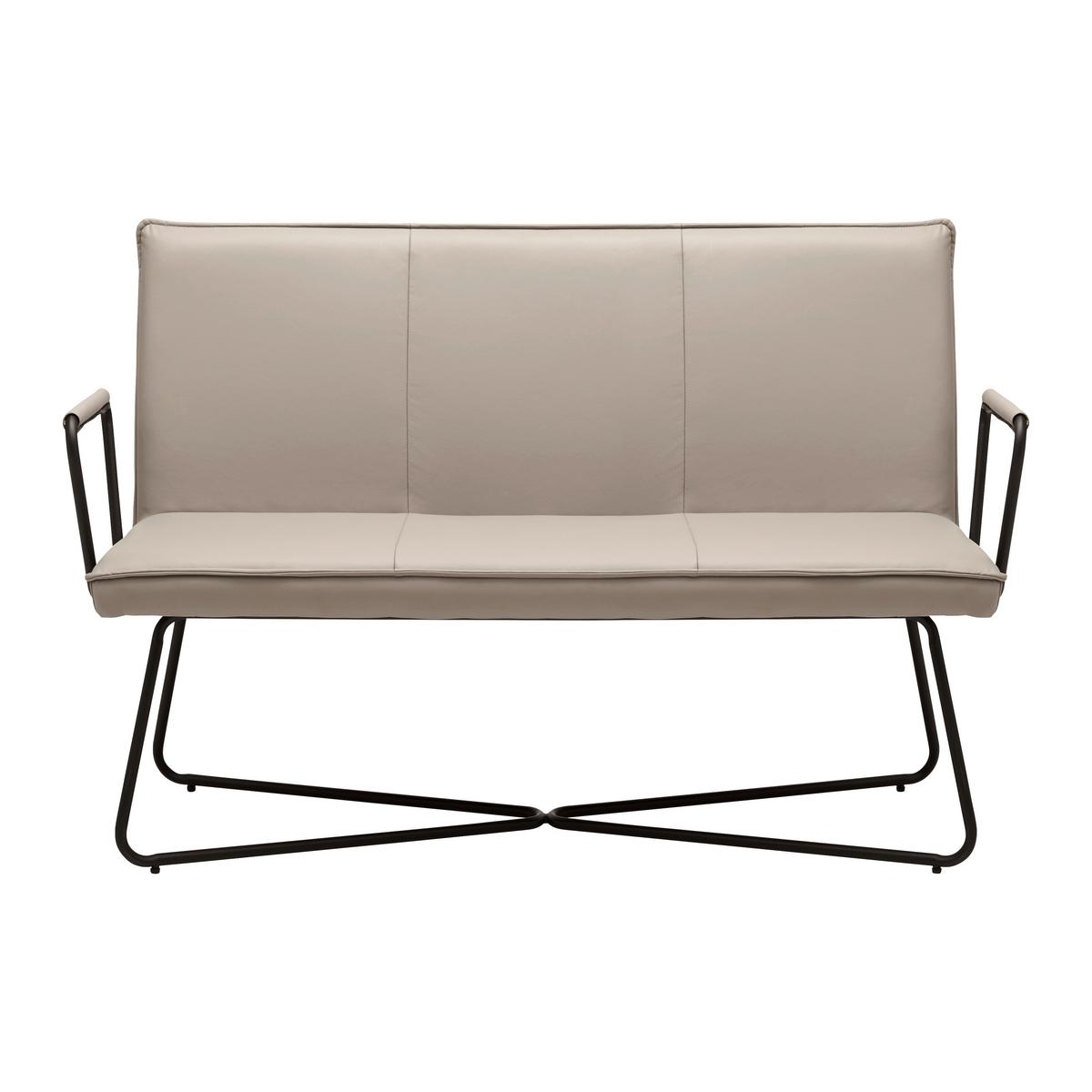 Sitzbank Bosco Taupe Lederlook Gepolstert - Taupe/Schwarz, MODERN, Holz/Textil (140/90/62cm) - Bessagi Home