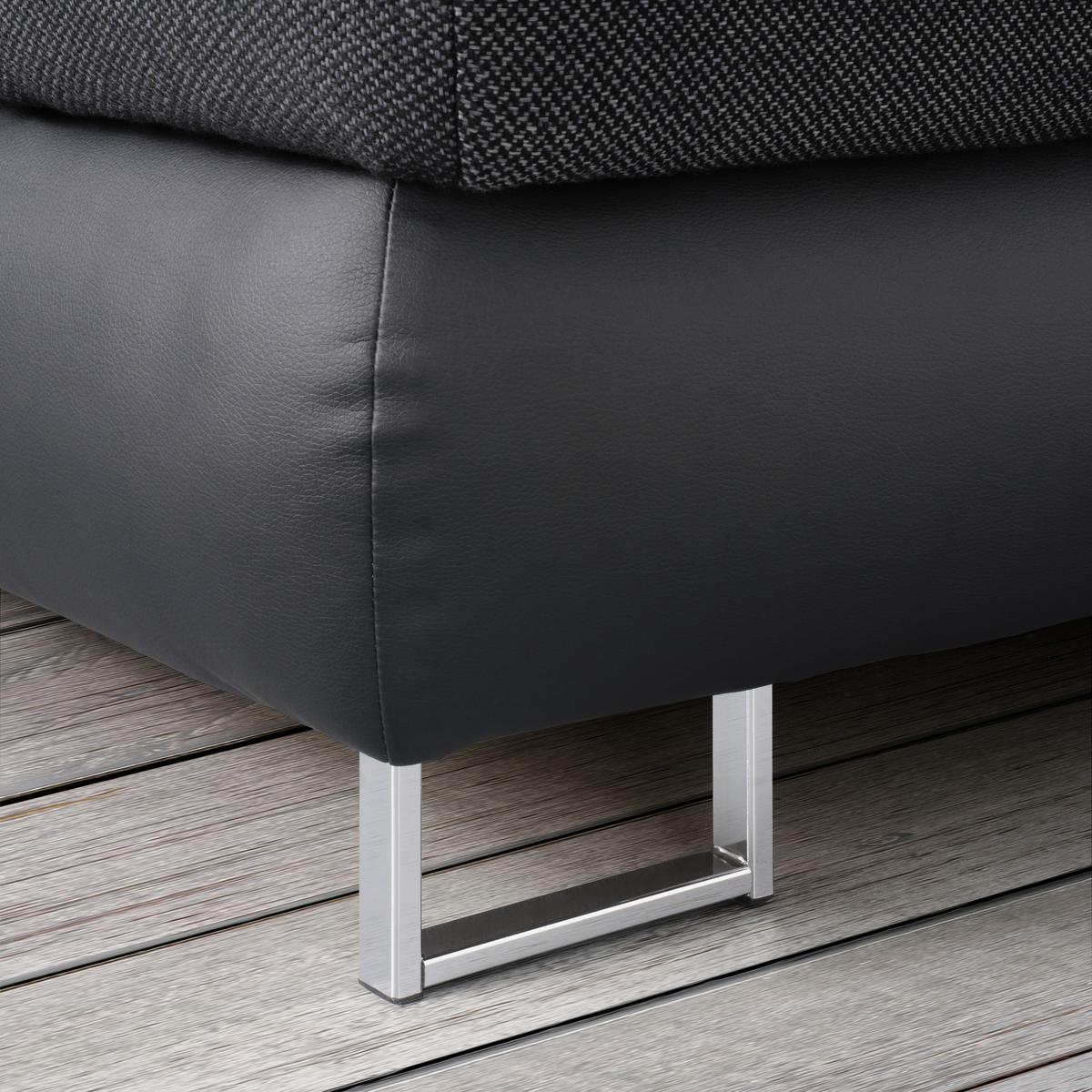 Wohnlandschaft Focus Grau mit Bettfunktion - Chromfarben/Dunkelgrau, KONVENTIONELL, Kunststoff/Textil (268/91/170cm) - Mömax