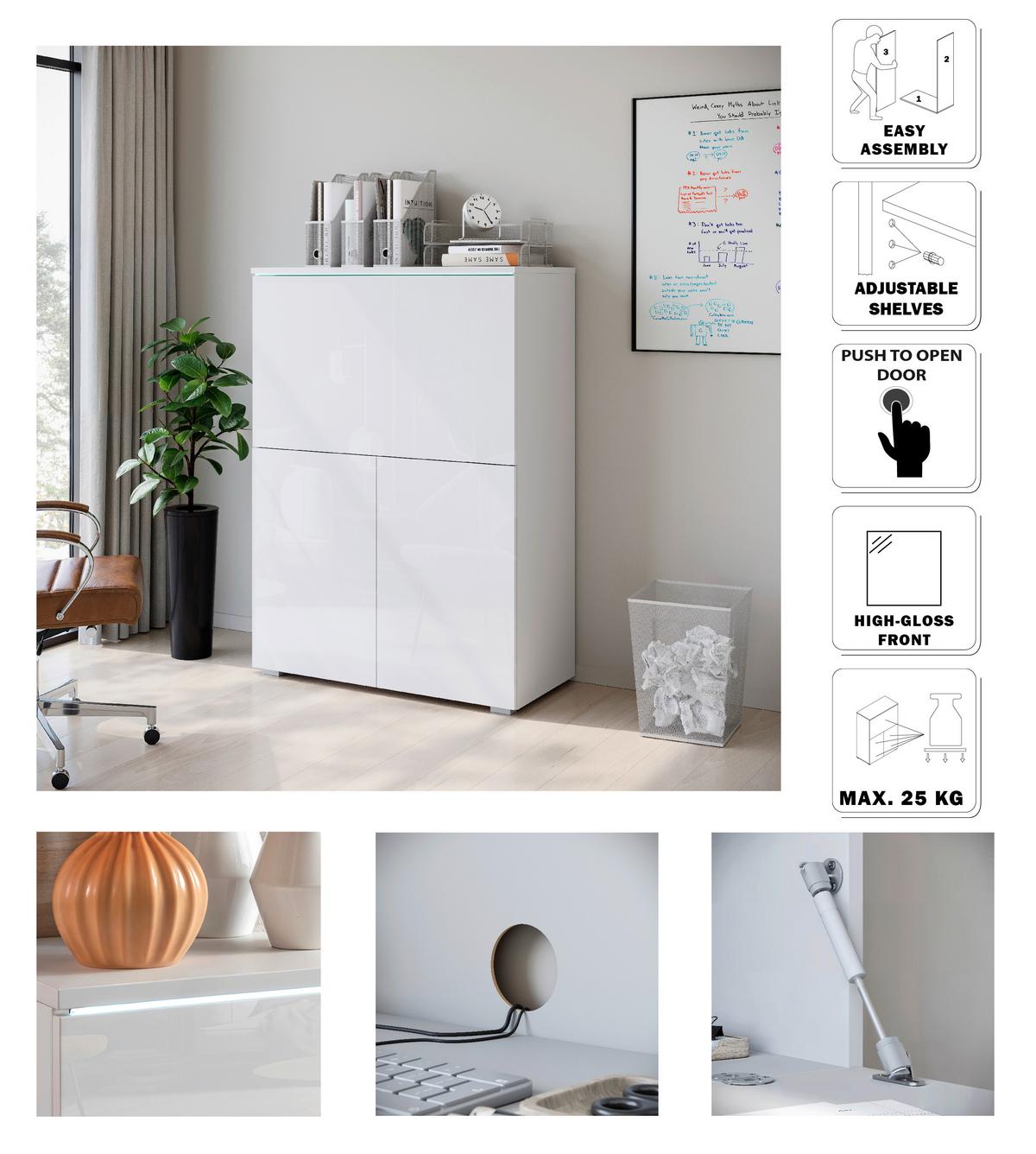 Pisalnik Vera 90, Bela - srebrne barve/siva, Design, umetna masa/leseni material (90/125,1/42cm) - Livetastic