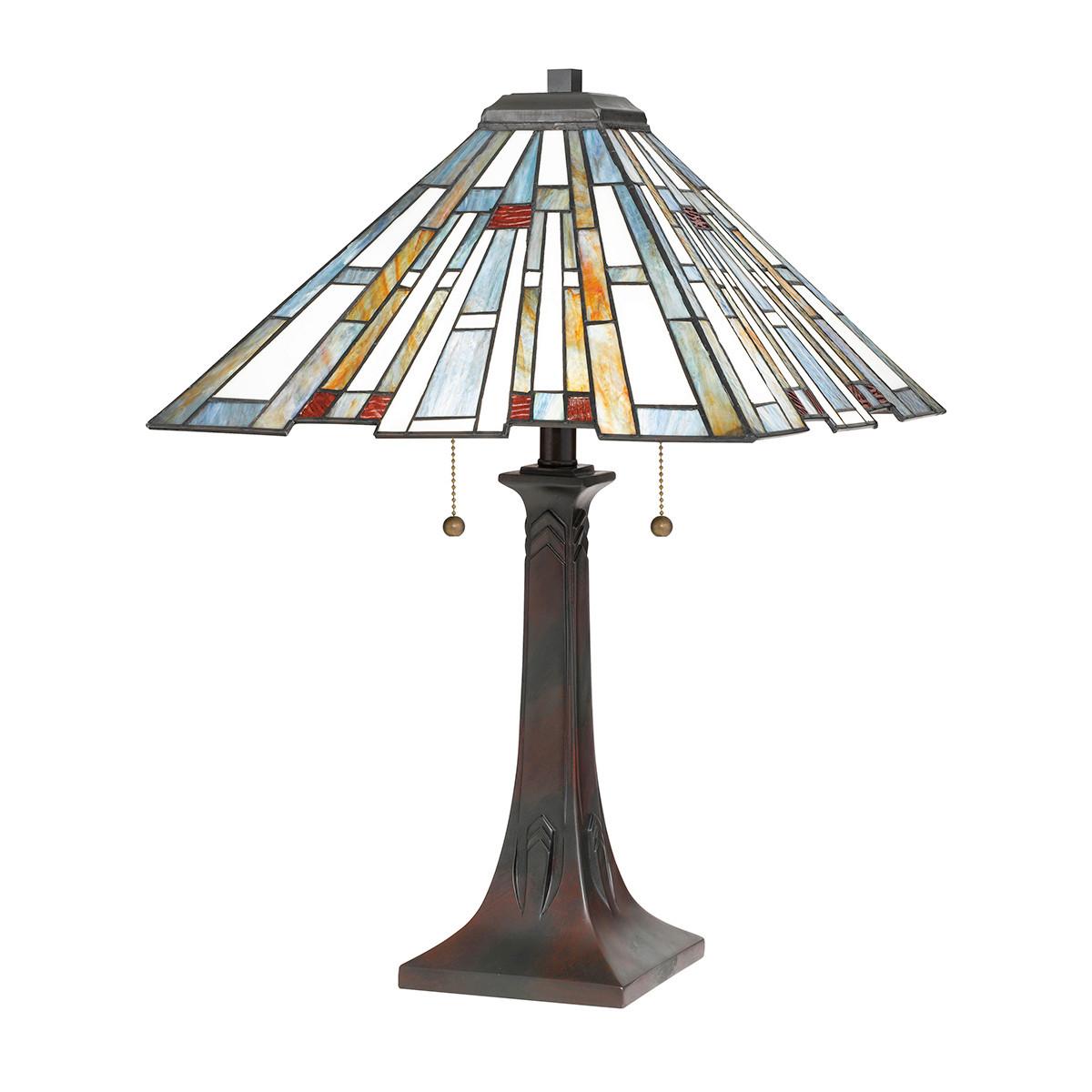 Asztali Lámpa Qz-Maybeck-Tl - sötétbarna/többszínű, Konventionell, üveg/természetes anyagok (40,6/62,9cm) - Elstead Lighting