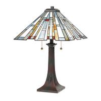 Asztali Lámpa Qz-Maybeck-Tl - sötétbarna/többszínű, Konventionell, üveg/természetes anyagok (40,6/62,9cm) - Elstead Lighting