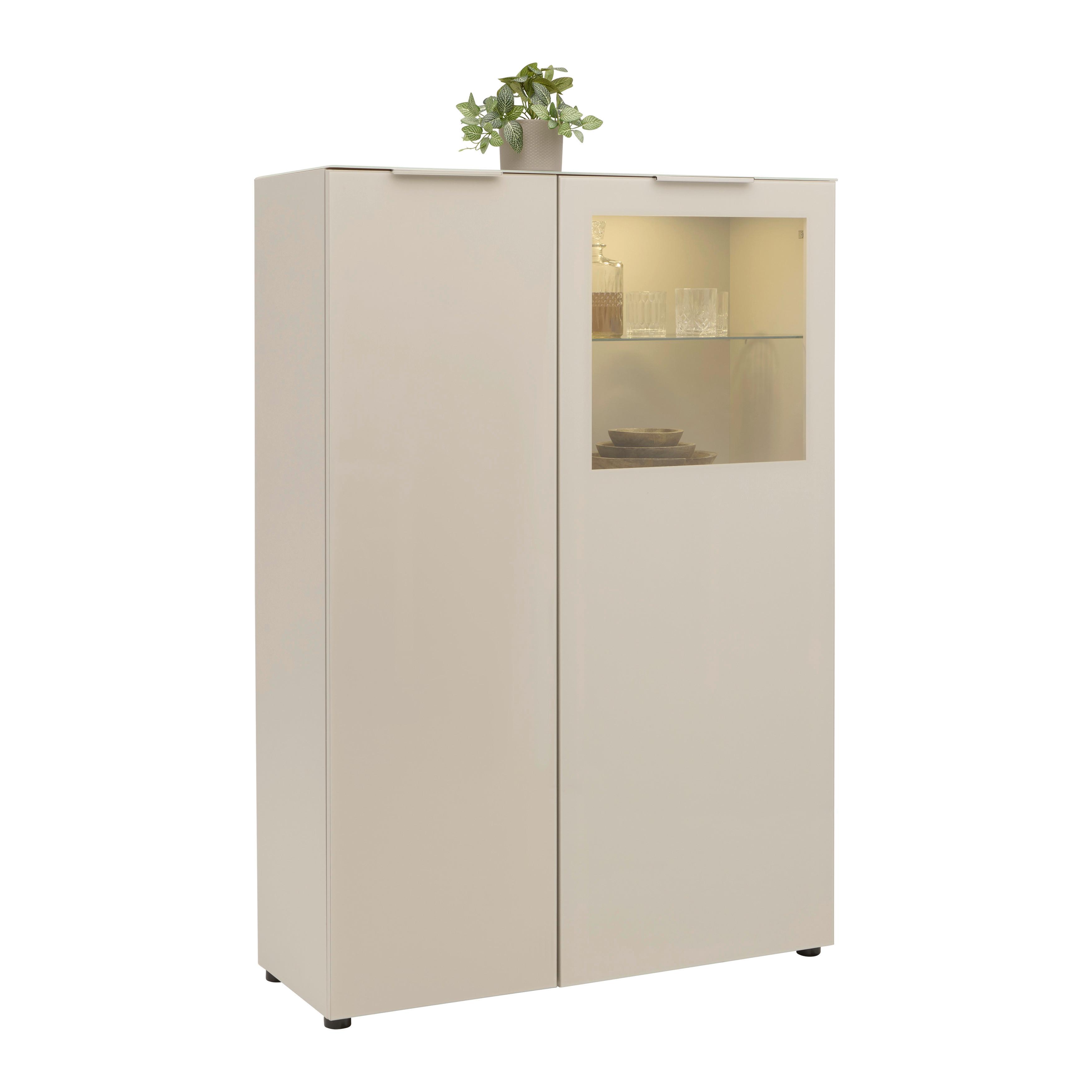 Vitrine Siena Kaschmir - Chromfarben/Kaschmir, MODERN, Glas/Holzwerkstoff (105/151/40cm) - Premium Living