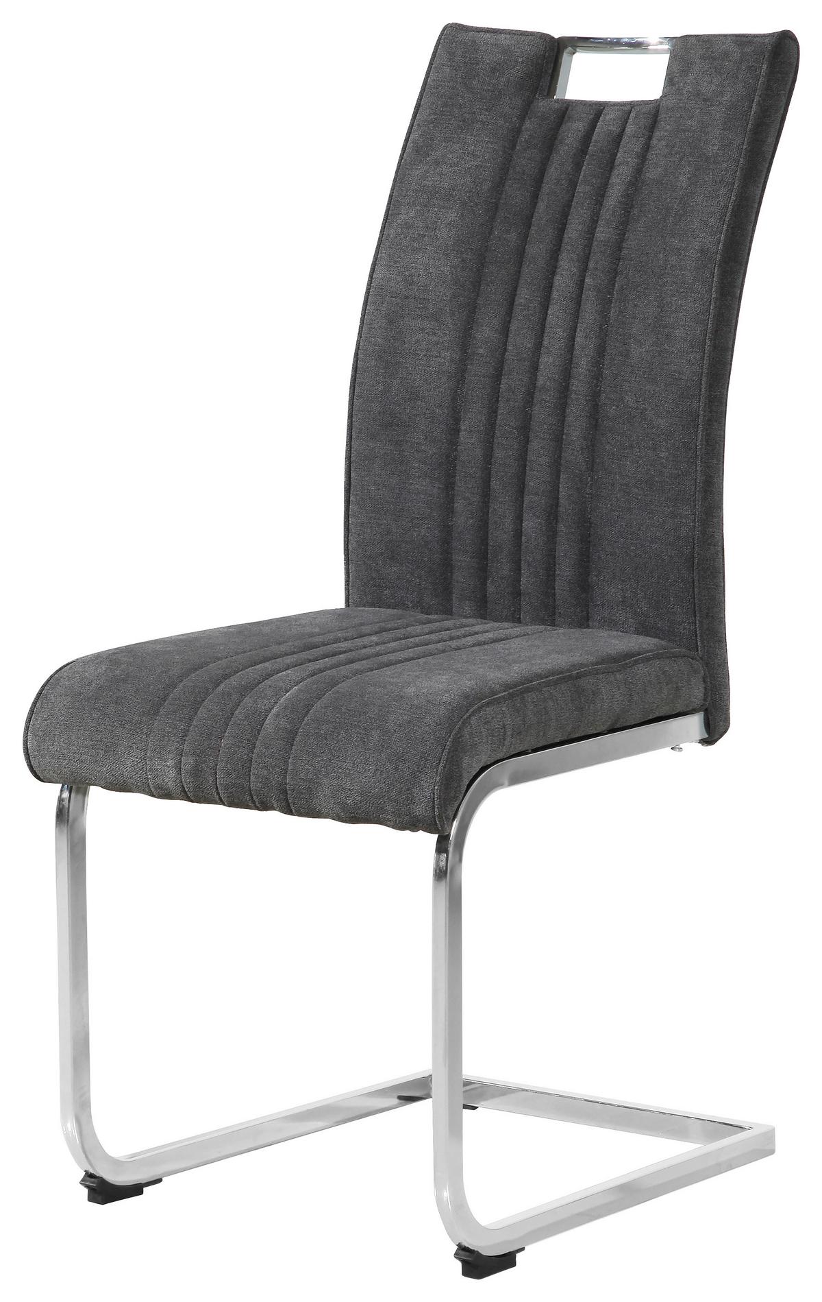 Szánkótalpas Szék Katja - króm/szürke, Modern, textil/fém (42/98/56cm) - Mömax