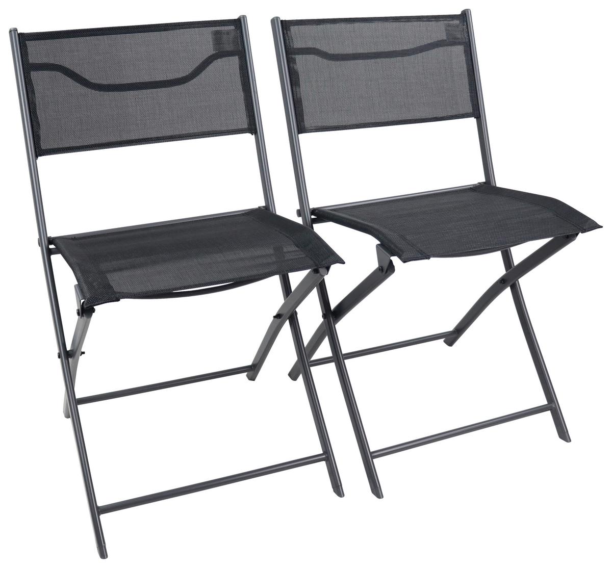 GARTENKLAPPSTUHL-SET SUMILA - Schwarz, Modern, Textil/Metall (45/79/46cm) - Ambia Garden