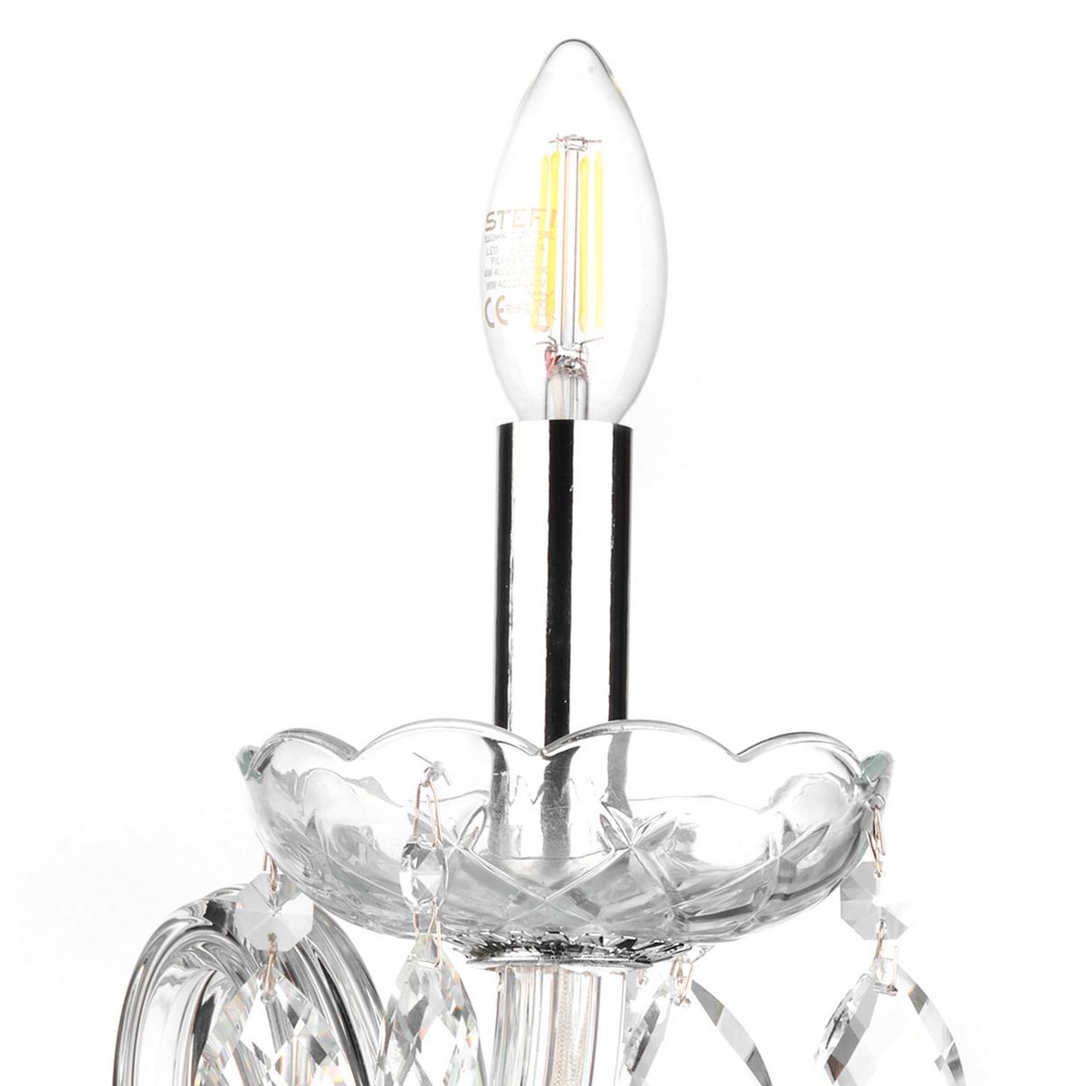 Wandleuchte Svetlana Chromfarben max. 6 Watt - Chromfarben/Transparent, KONVENTIONELL, Glas/Metall (32/30/20cm)
