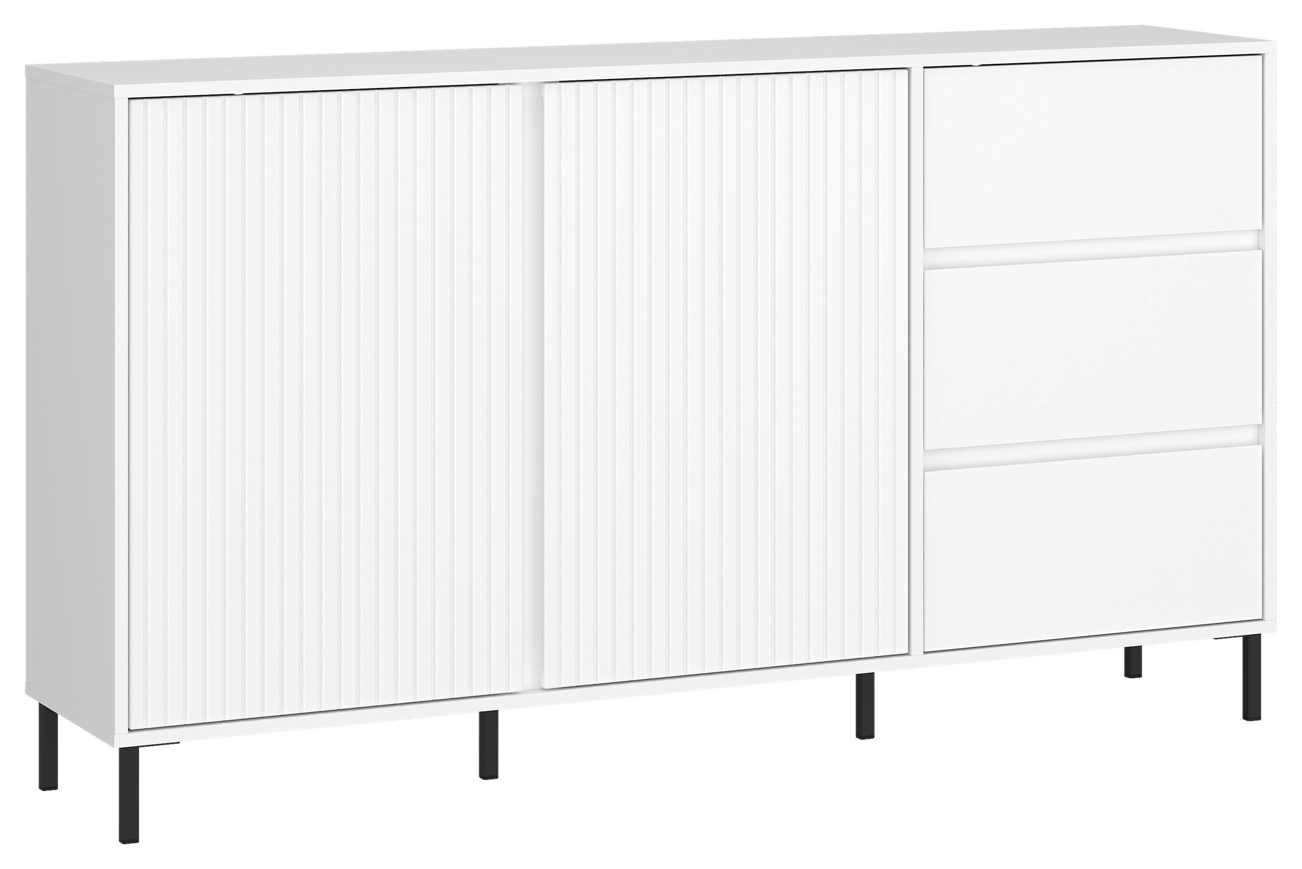 Komoda Avenale, Bela - črna/bela, Trend, kovina/leseni material (157,8/91,6/40cm)