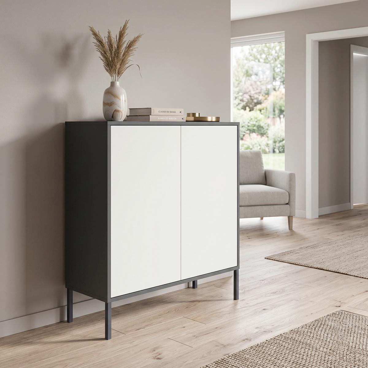 Kommode Mailand Typ 4 Anthrazit/Weiß - Anthrazit/Weiß, MODERN, Holzwerkstoff/Metall (79/86/33cm) - MID.YOU