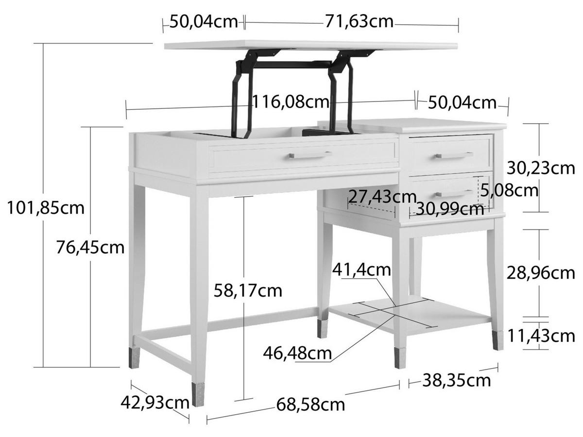 Schreibtisch Westerleigh Rosa ca. 115x77x49cm - Goldfarben/Rosa, Design, Holzwerkstoff/Metall (115/77/49cm) - MID.YOU