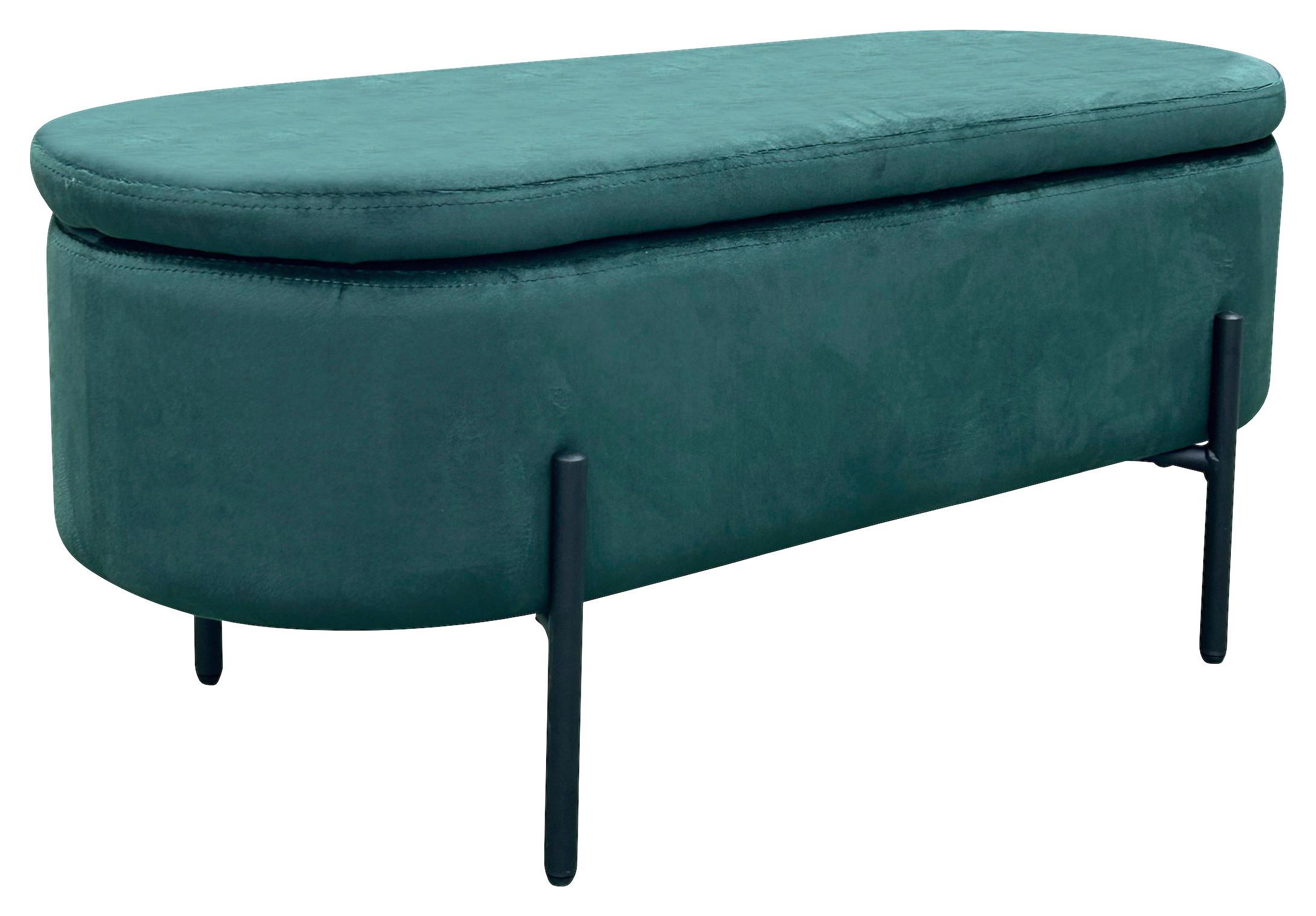 Sitzbank Nova Dunkelgrün Samt - Dunkelgrün/Schwarz, Design, Textil/Metall (95/42/38cm) - MID.YOU