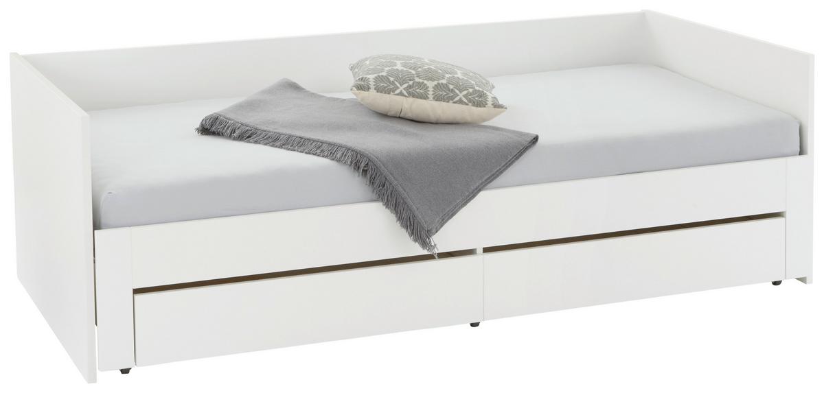 Raztegljiva Postelja Jan, Bela, 90-180x200 - bela, Konvencionalno, les (98-184,4/67/204,4cm)