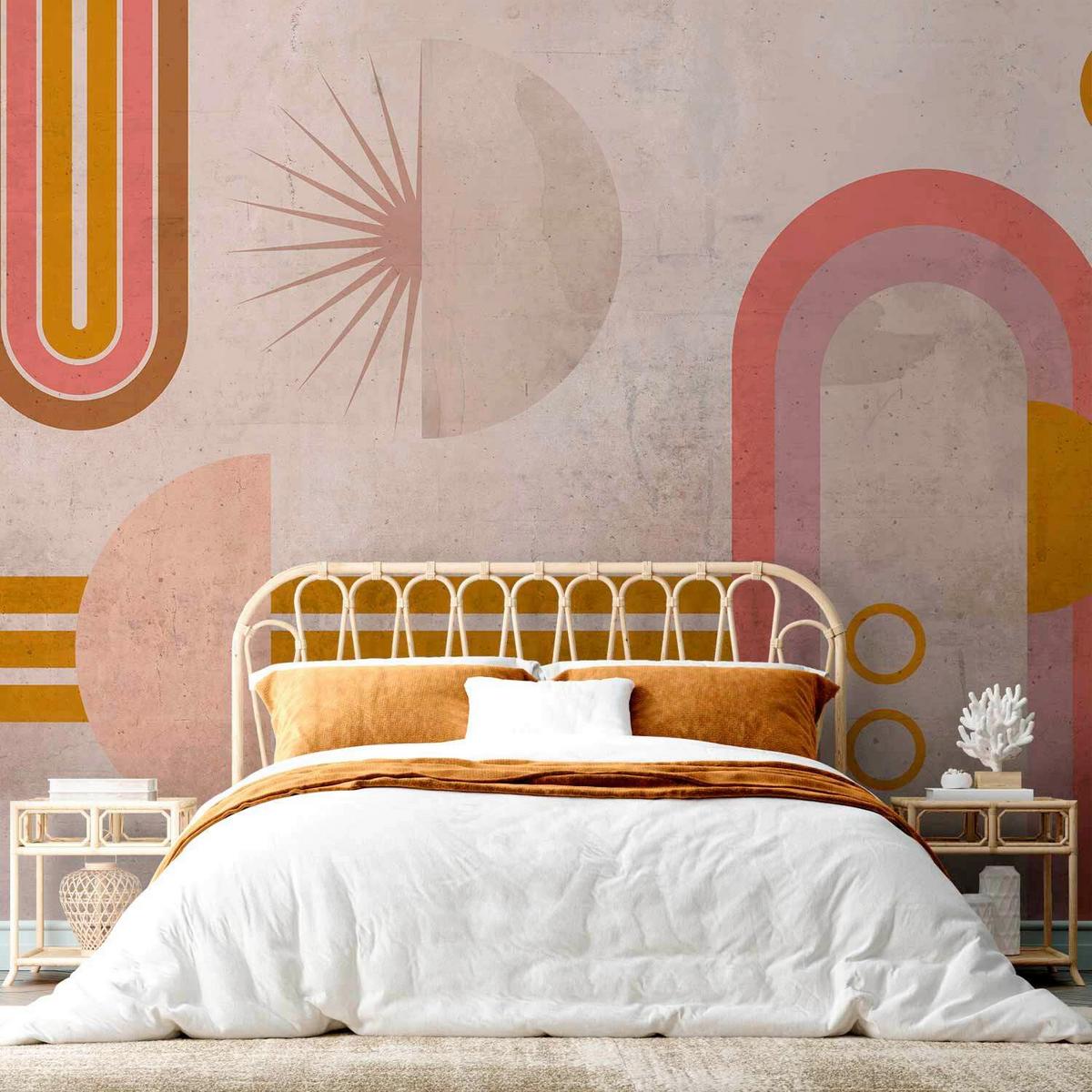 Fototapeta Pink Arcs, 400x280cm - pink/rjava, Trendi, tekstil (400/280cm) - artgeist