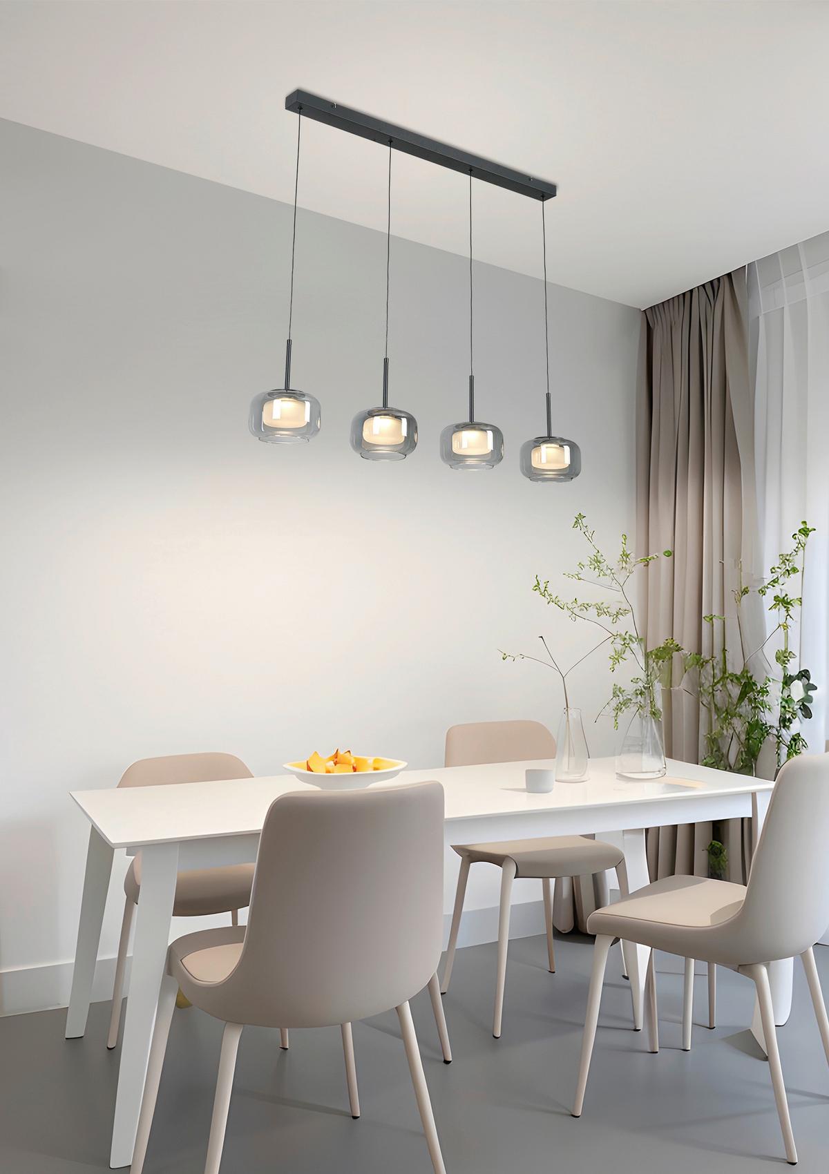 LED-Hängeleuchte Kalti Schwarz/Weiß max. 32 Watt - Transparent/Schwarz, MODERN, Glas/Kunststoff (110/18/120cm) - Mömax