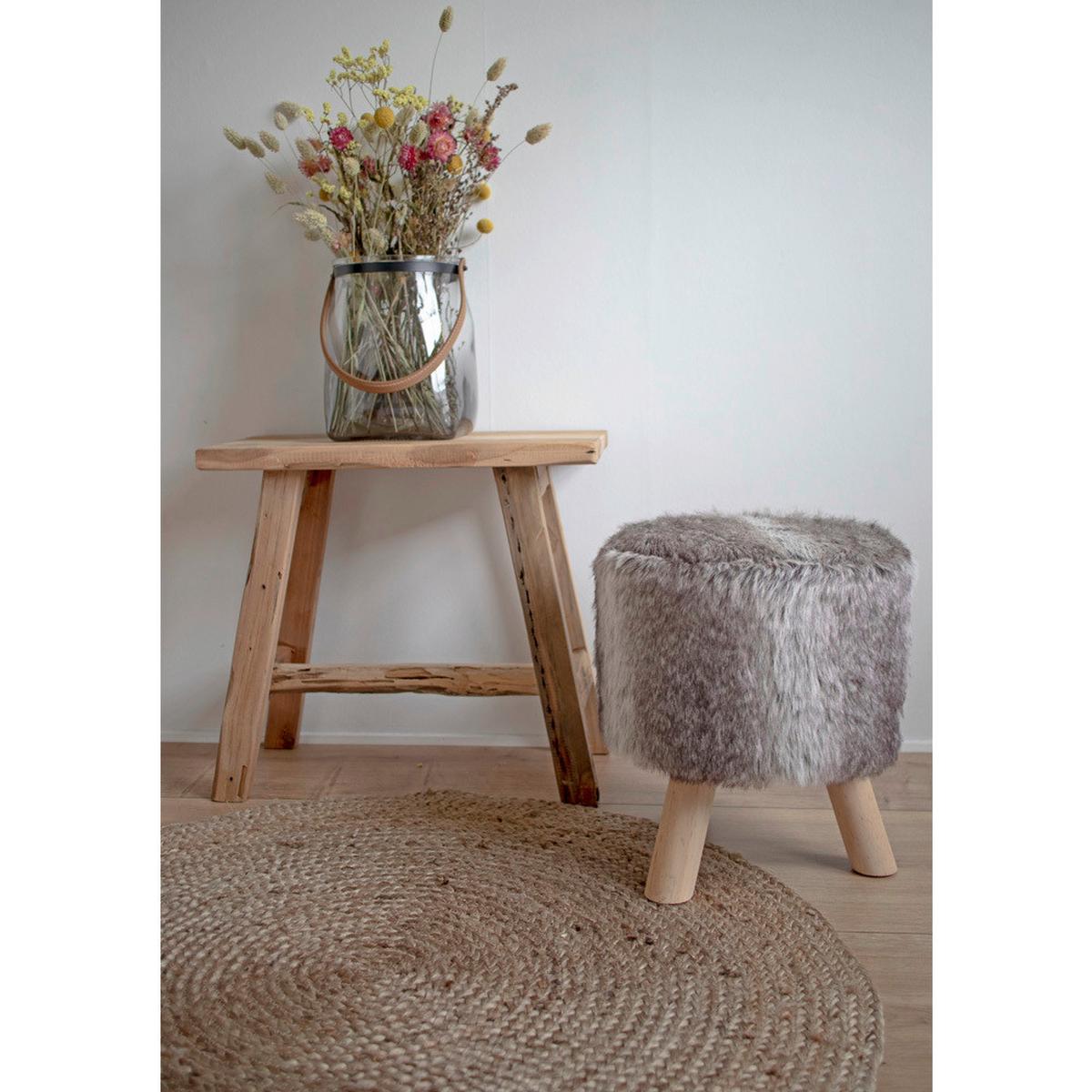 Hocker Barcelona Echtholz - Teakfarben, Basics, Holz (50/45/25cm) - MID.YOU