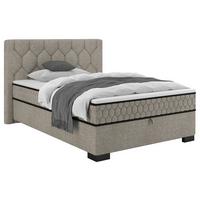 Boxbett Maya D Beige ca. 140x200cm - Beige/Schwarz, KONVENTIONELL, Holz/Holzwerkstoff (140/200cm) - Mömax