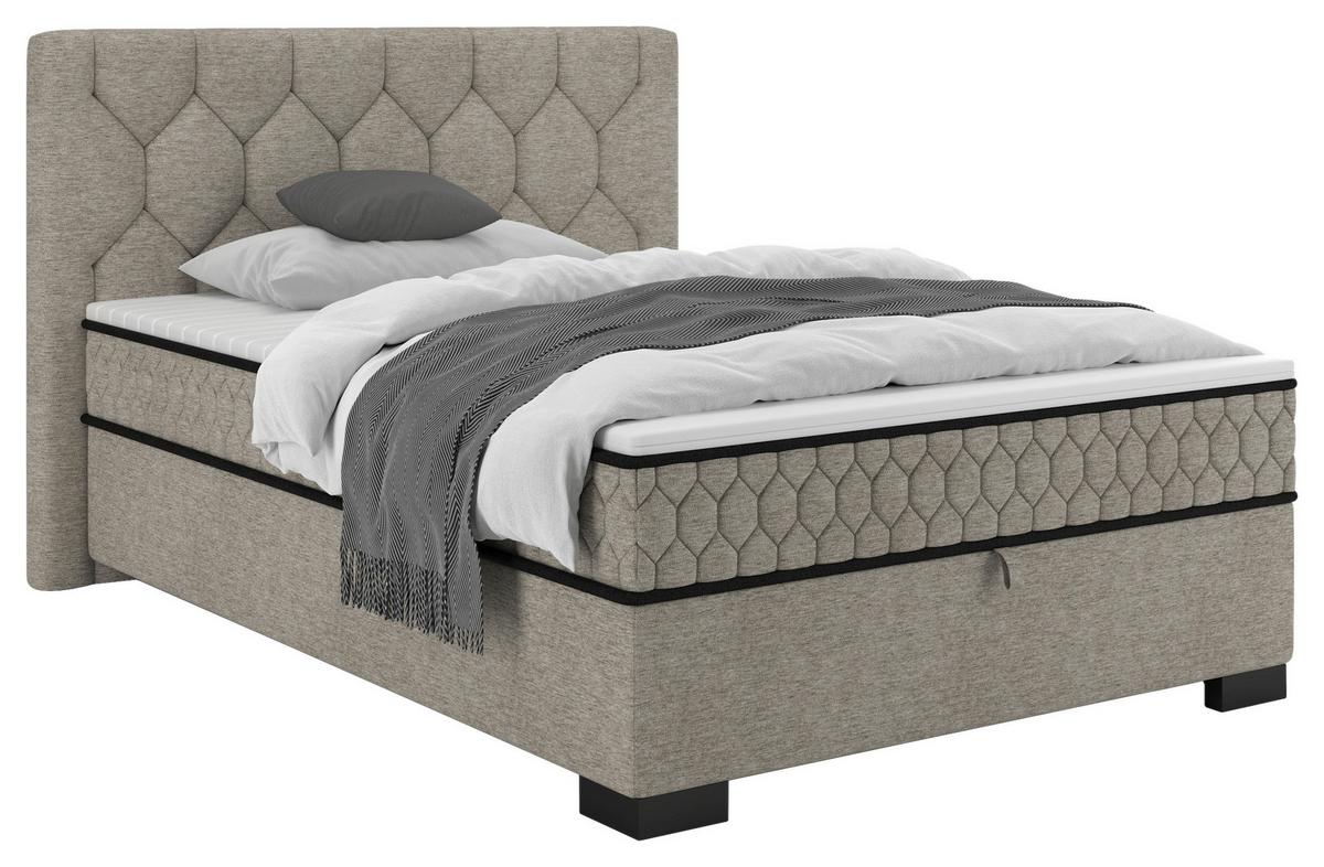 Boxbett Maya D Beige ca. 140x200cm - Beige/Schwarz, KONVENTIONELL, Holz/Holzwerkstoff (140/200cm) - Mömax