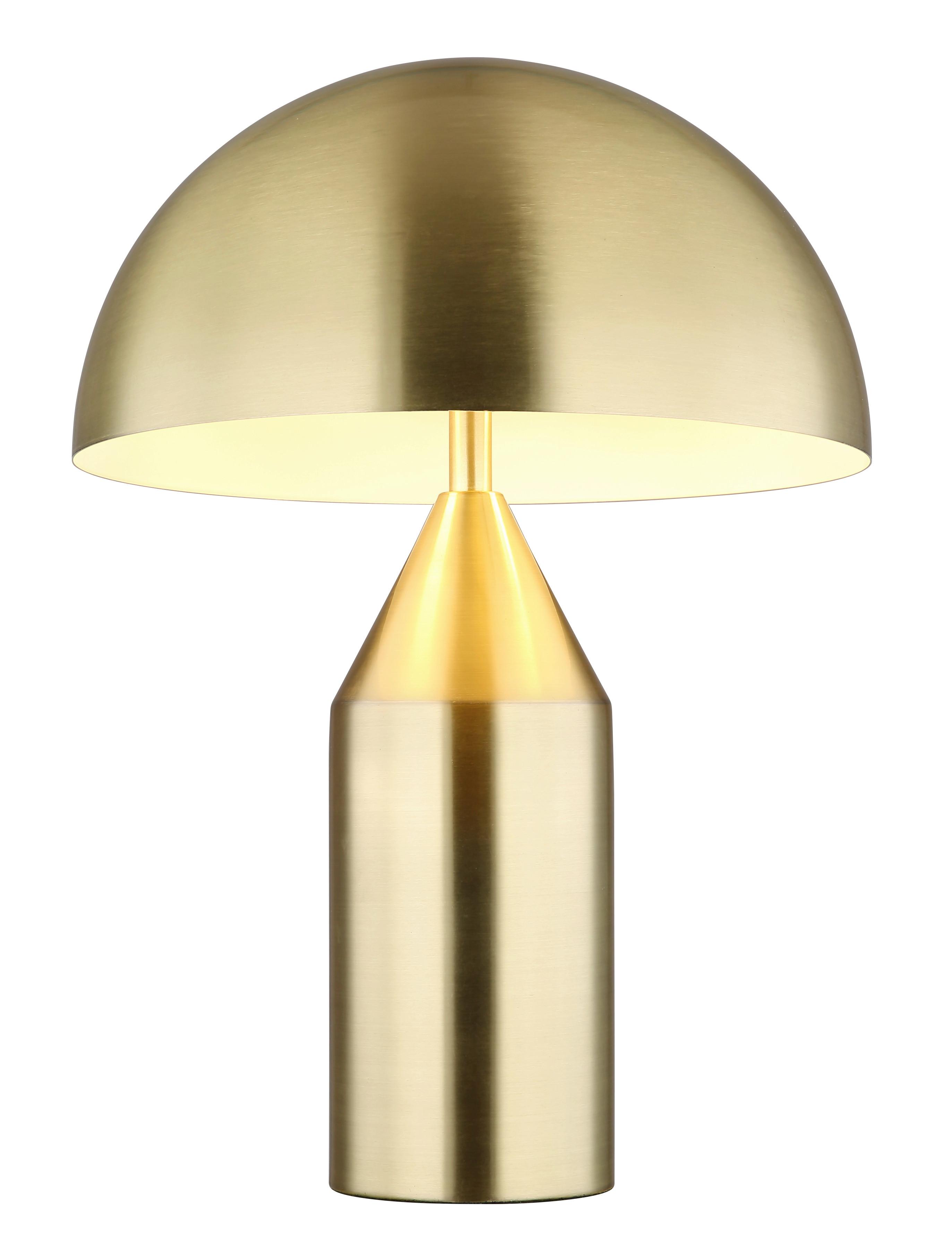 Tischleuchte Atoma Weiß/Messing max. 40 Watt - Messingfarben/Weiß, Design, Metall (28/39cm) - Globo