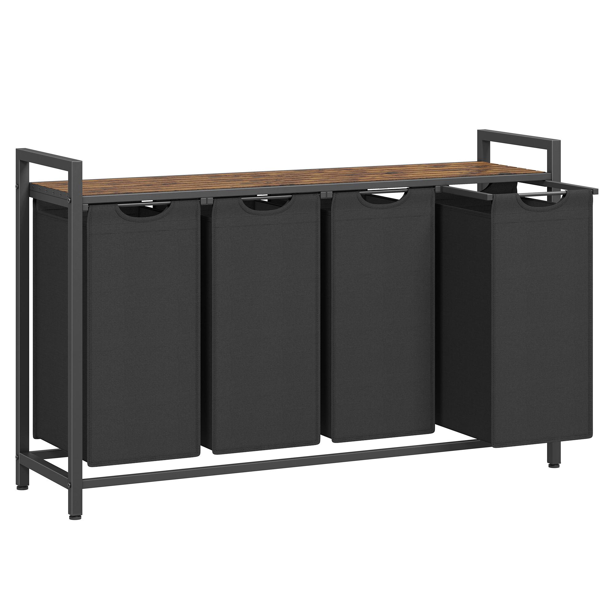 Wäschekorb Schwarz ca. 116x72x33cm - Schwarz/Braun, Trend, Holzwerkstoff/Textil (116/72/33cm) - MID.YOU