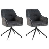 Stuhlset JACKY Anthrazit, Samt - Anthrazit/Schwarz, MODERN, Textil/Metall (62/87/56cm) - MID.YOU