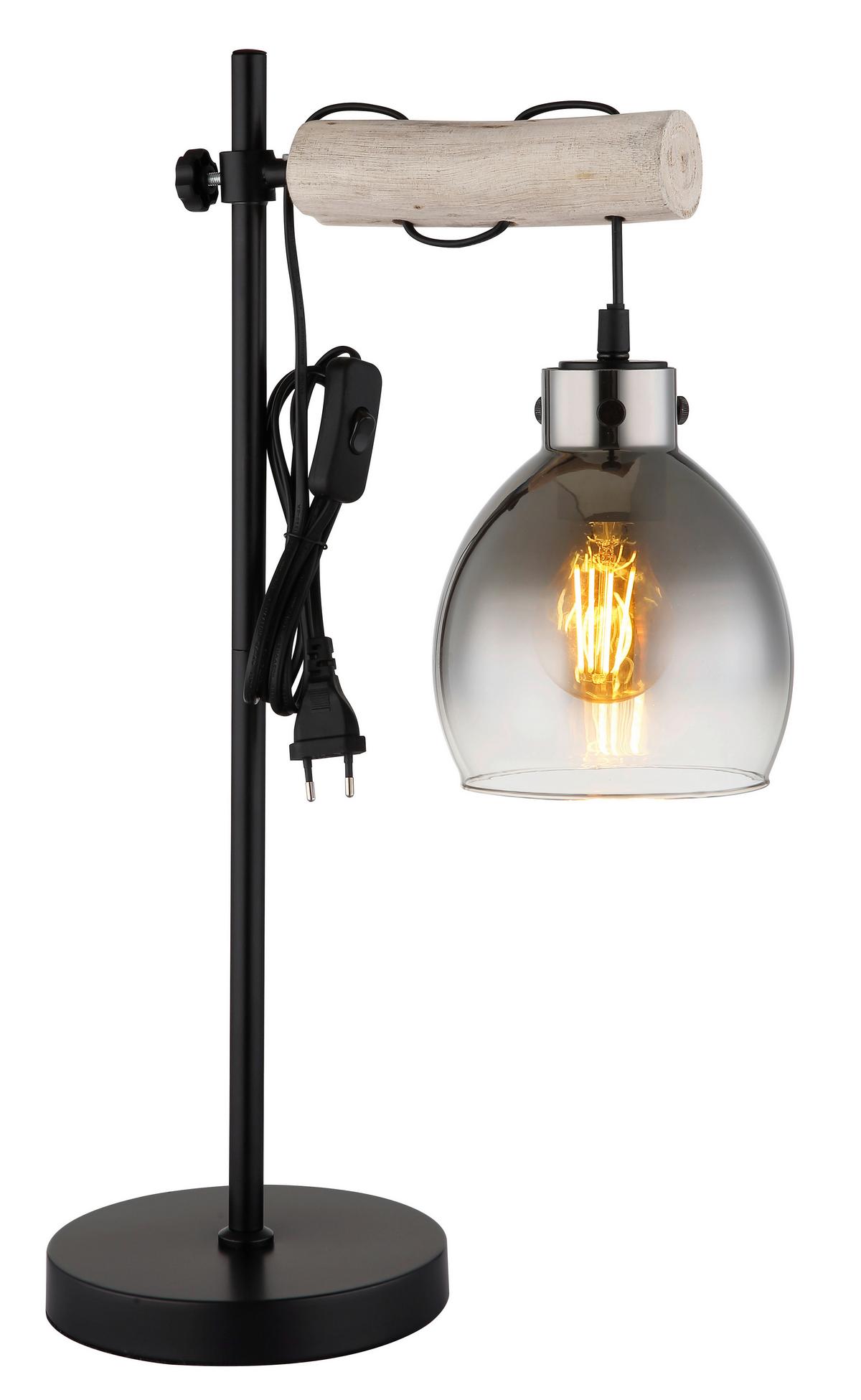 Tischleuchte Ryan Naturfarben/Schwarz max. 40 W - Schwarz/Naturfarben, Natur, Glas/Holz (33/18/55cm) - Globo