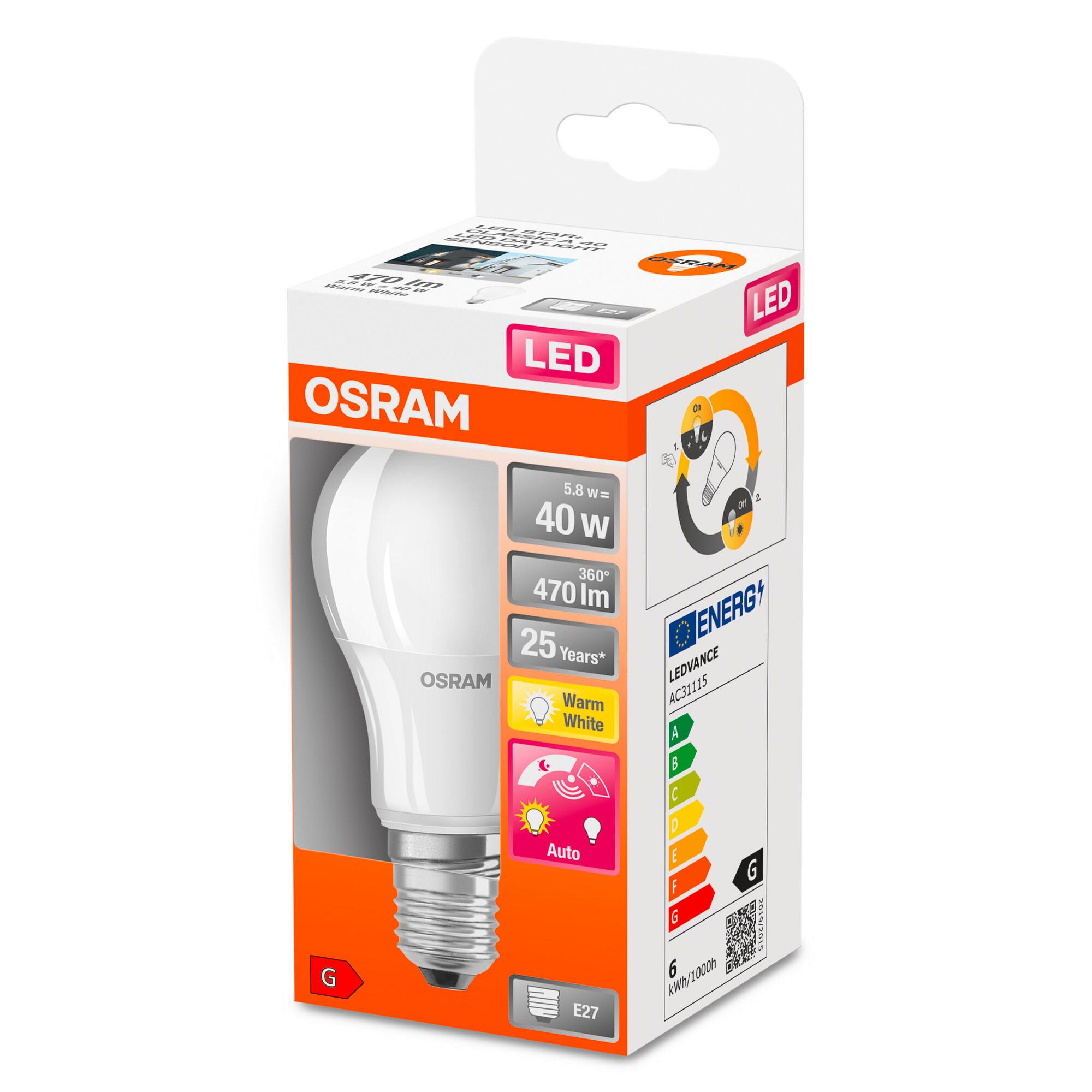 ŻARÓWKA LED LEDDAYLIGHTSENSORCLASSICA405.8 - biały, Basics, tworzywo sztuczne (6/10,8cm) - Osram