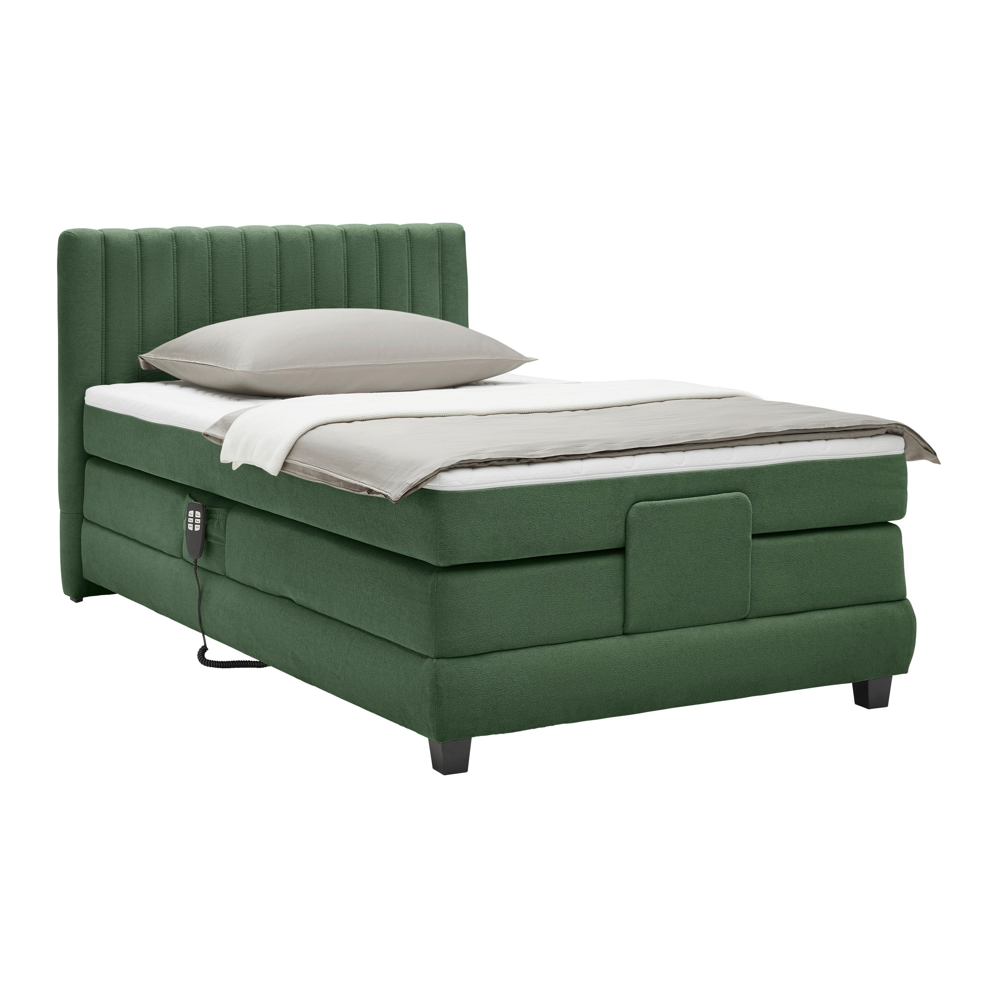 Boxspringbett Dixon Dunkelgrün ca. 100x200cm - Dunkelgrün/Schwarz, Konventionell, Holz/Holzwerkstoff (100/200cm) - Premium Living