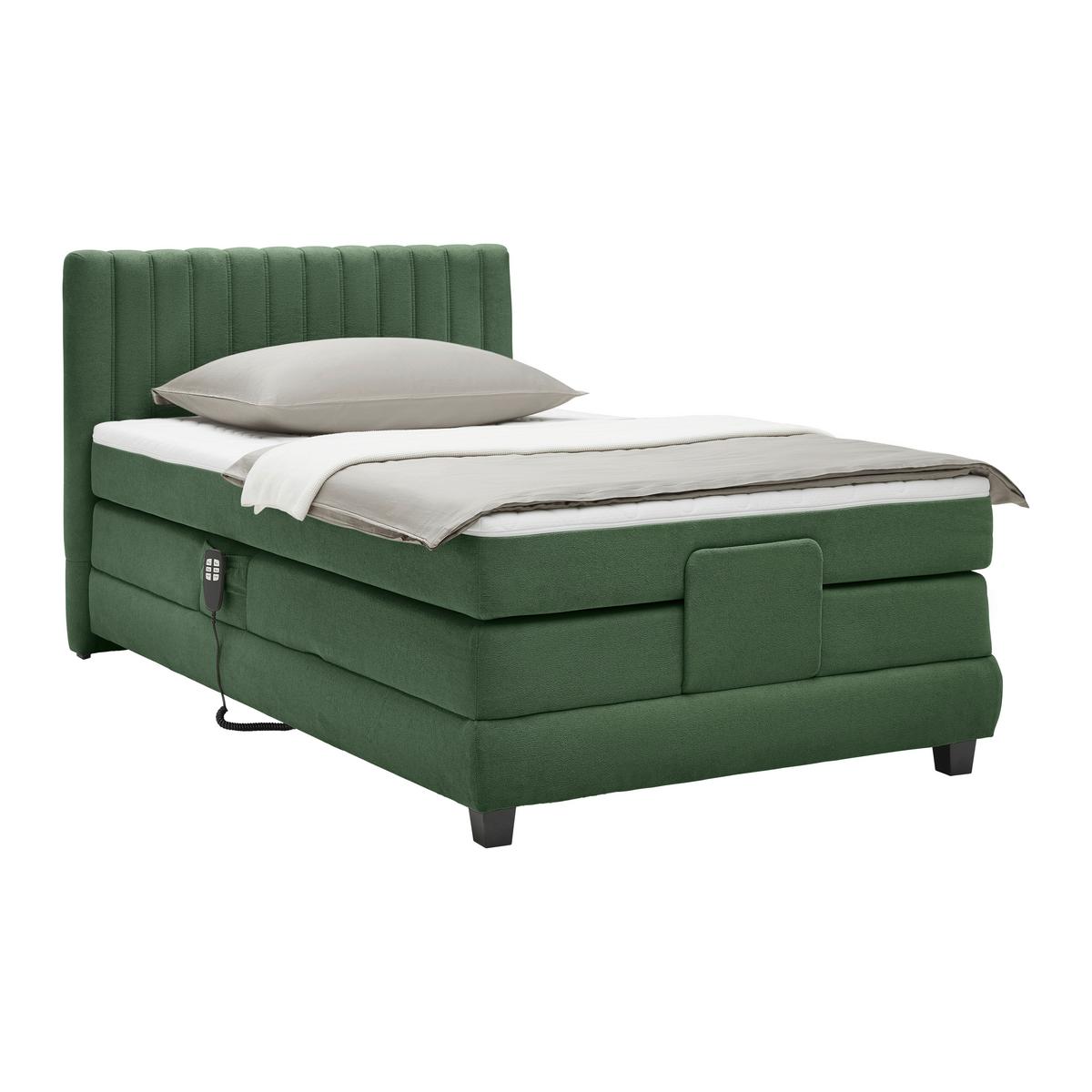 Boxspring Krevet Dixon - tamno zelena/crna, Konvencionalno, drvni materijal/drvo (120/200cm) - Premium Living