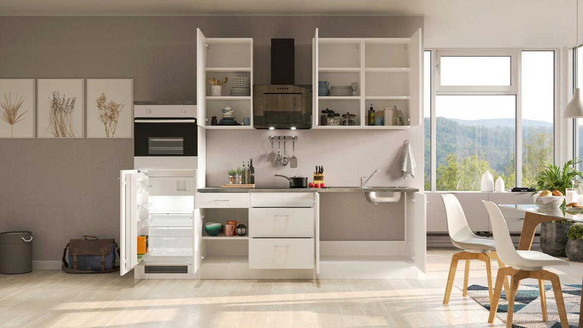Blok Kuhinja S Aparatima Lucca 270 Cm - sivo-smeđa/bijela, Konvencionalno, drvni materijal/plastika (270cm) - MID.YOU
