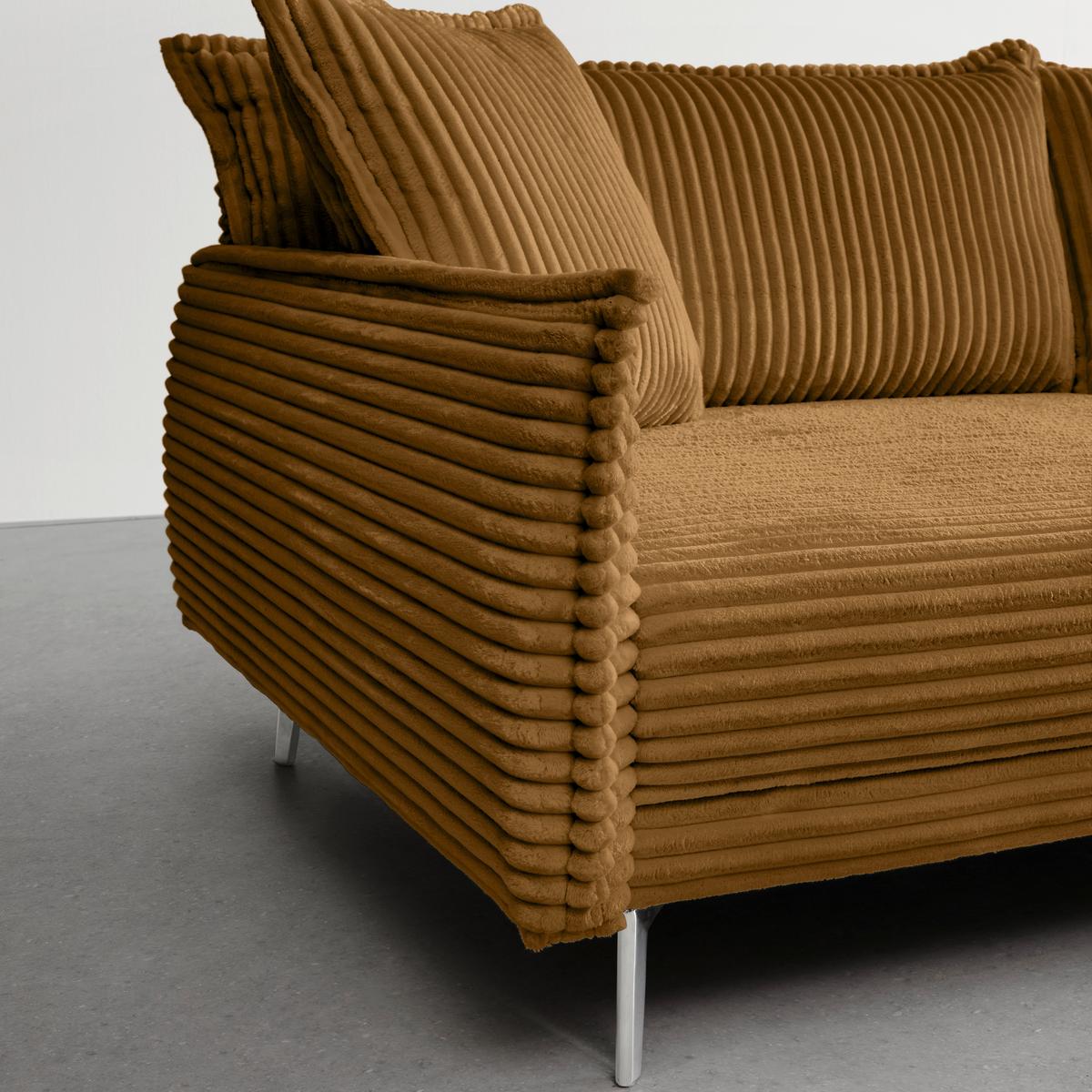 Bigsofa Kiss Senfgelb - Chromfarben/Senfgelb, MODERN, Holz/Metall (241/90/117cm) - Mömax