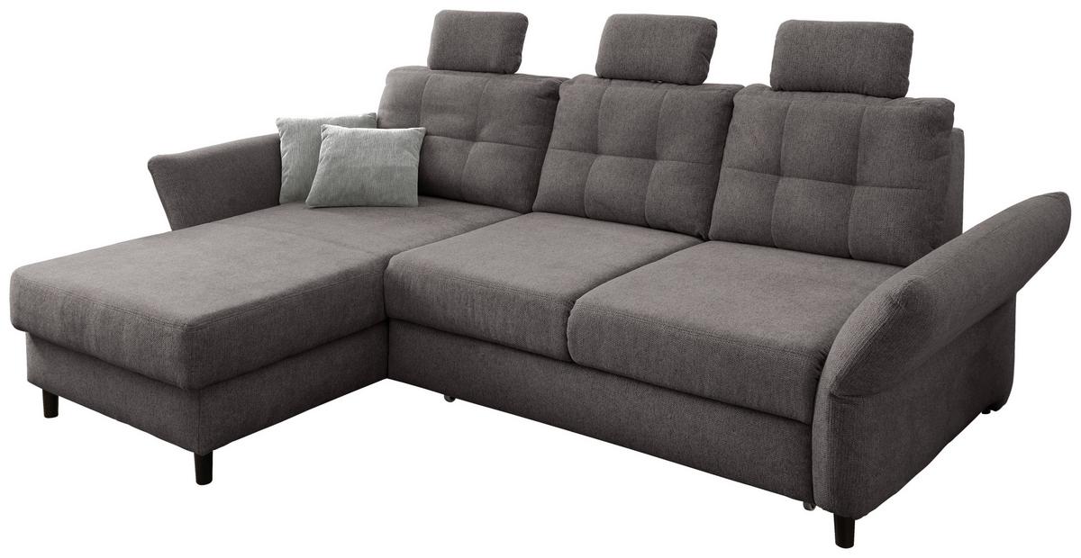 Wohnlandschaft Brizzini Graubraun Chenille - Graubraun/Hellgrau, MODERN, Holz/Textil (176/250-280cm) - Livetastic