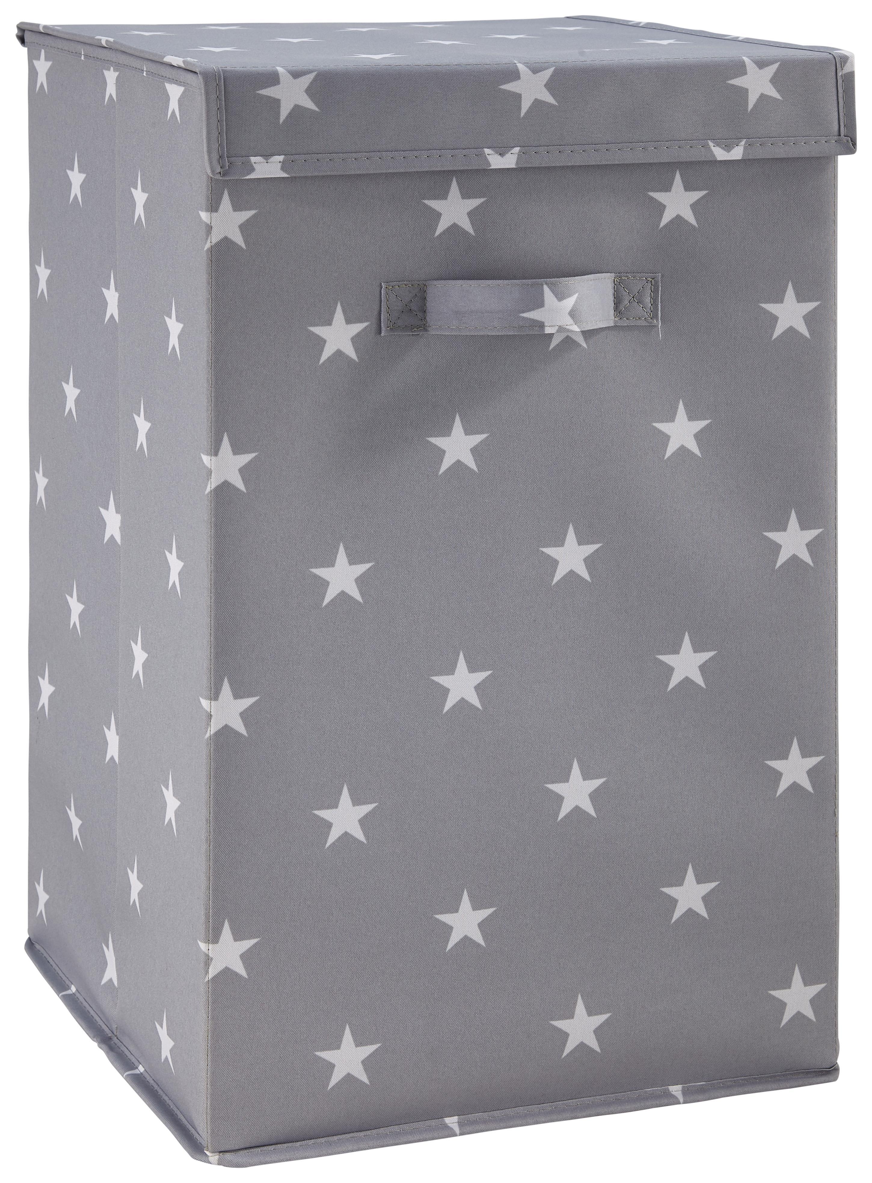 Box Sandy in Grau mit Deckel ca. 30x30x30 cm - Weiß/Grau, MODERN, Kunststoff (30/50/30cm) - Bessagi Home