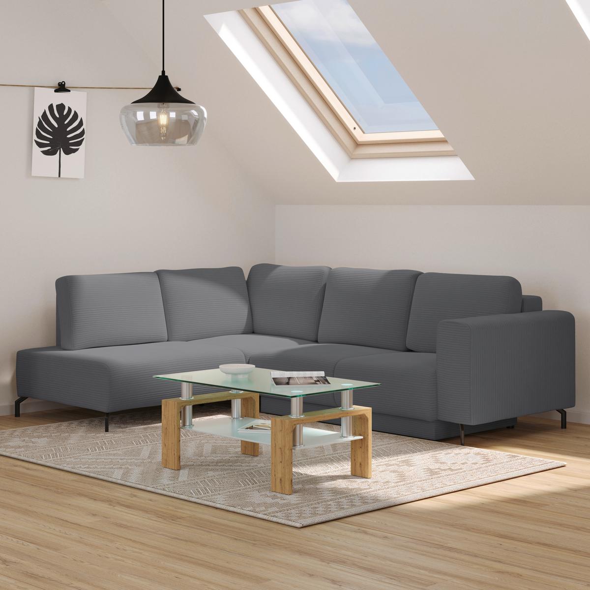Kutna Garnitura Veni - tamno siva/crna, Moderno, tekstil (210/272cm) - Modern Living