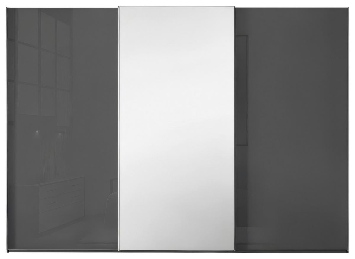 Schwebetürenschrank Lumos Schwarz - Alufarben/Schwarz, Konventionell, Glas/Holzwerkstoff (249/222/68cm) - Premium Living