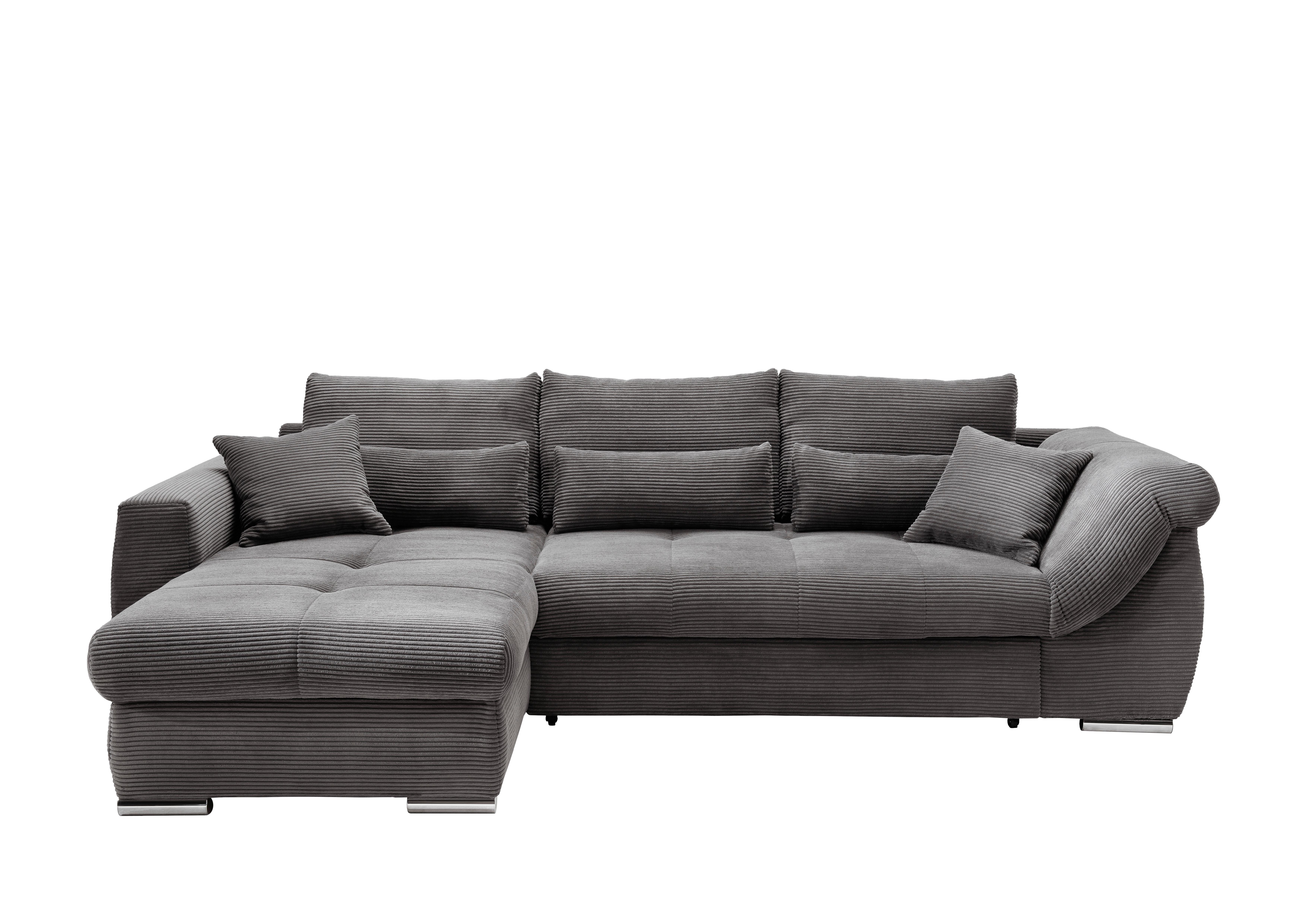 Wohnlandschaft Frederico Grau Cord - Chromfarben/Grau, MODERN, Textil/Metall (188/302cm) - MID.YOU