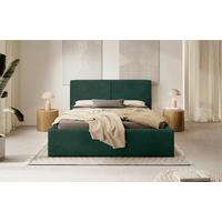 Oblazinjena Postelja Inez, Temno Zelena, 180x200cm - črna/temno zelena, Moderno, kovina/tekstil (180/200cm) - P & B