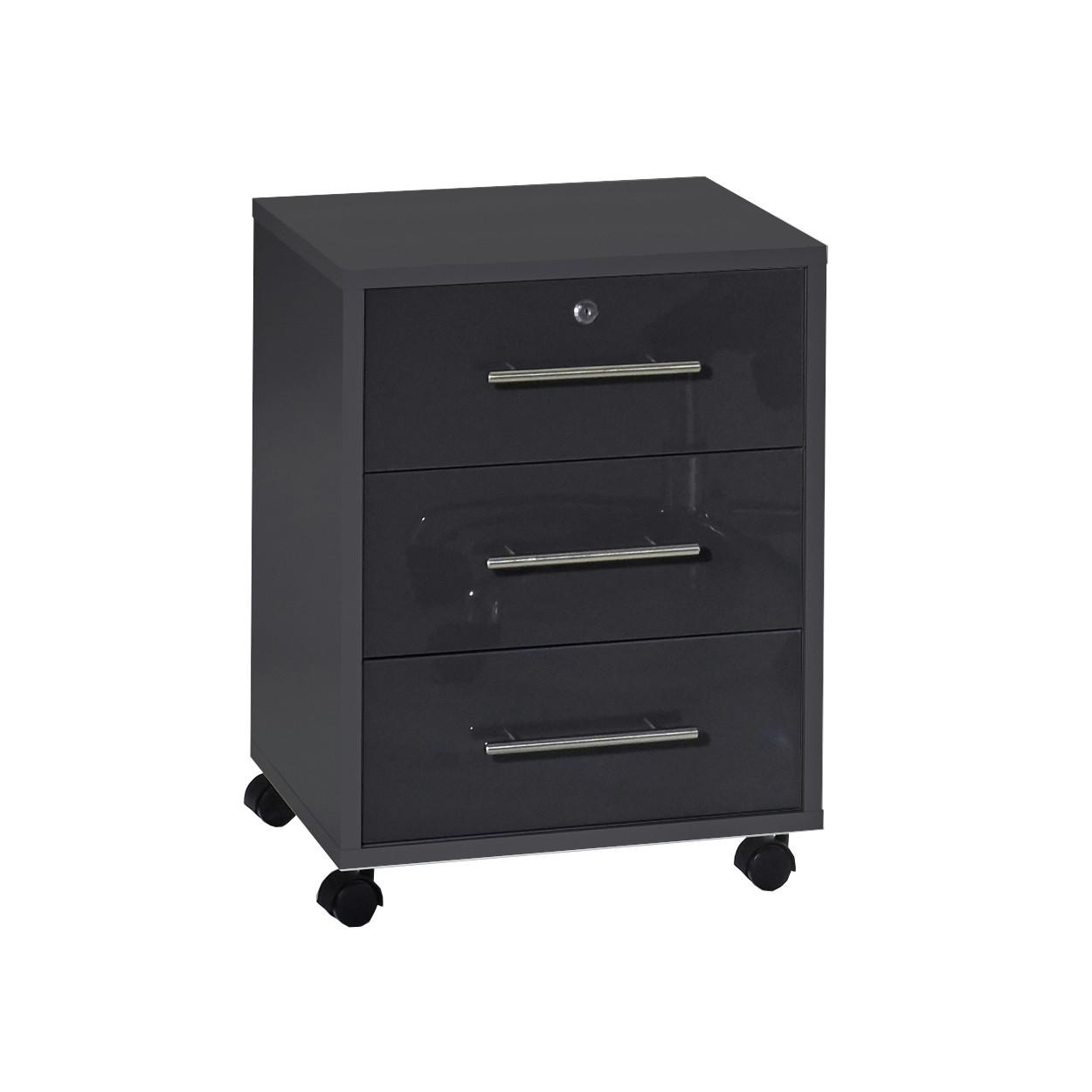 ROLLCONTAINER OFFICE EDITION - Anthrazit/Silberfarben, LIFESTYLE, Holzwerkstoff/Metall (44/58/40cm) - MID.YOU