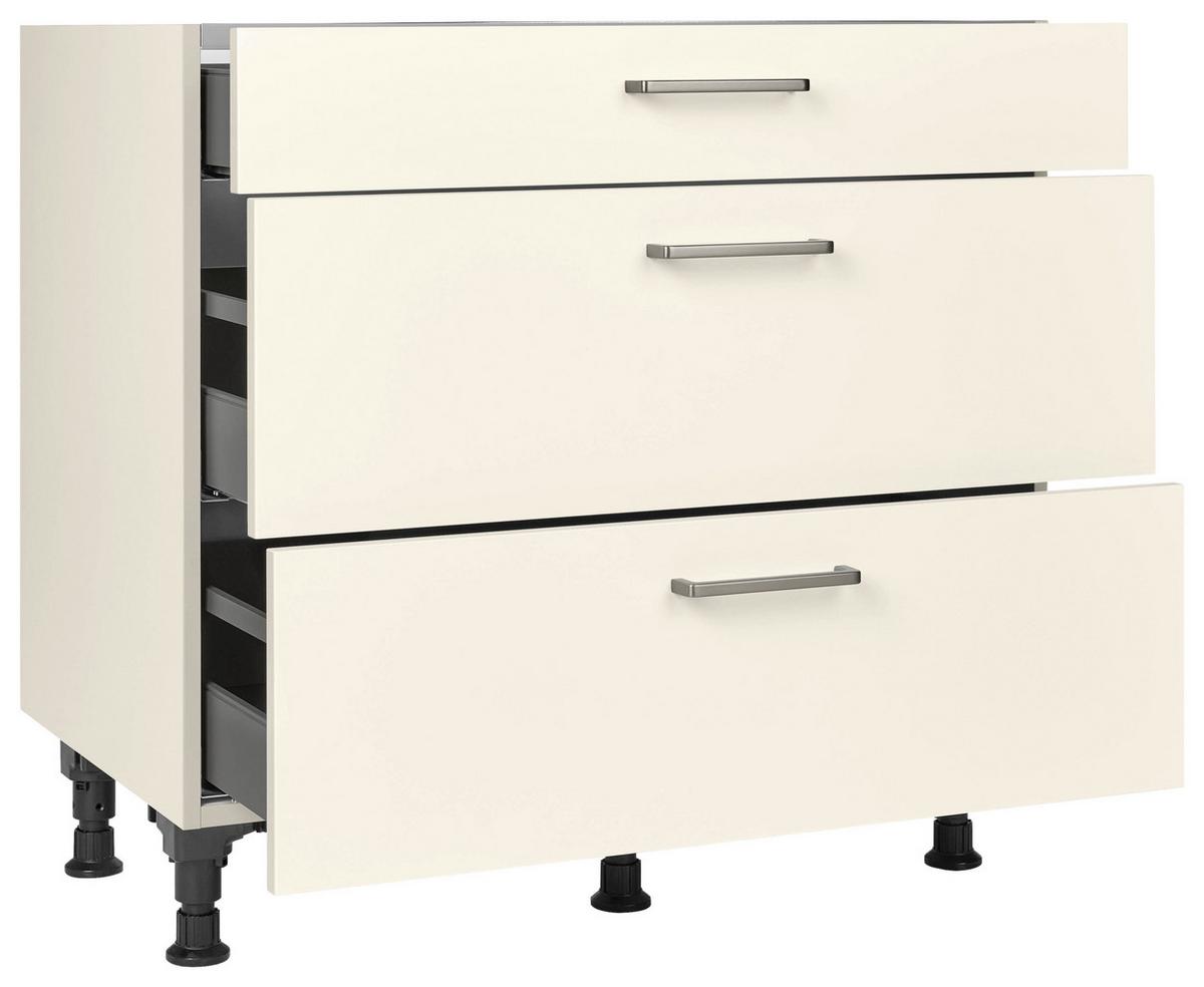 Kochfeldumbauschrank Touch Magnolie - Edelstahlfarben/Magnolie, MODERN, Holzwerkstoff/Metall (90/87/56cm) - Nobilia