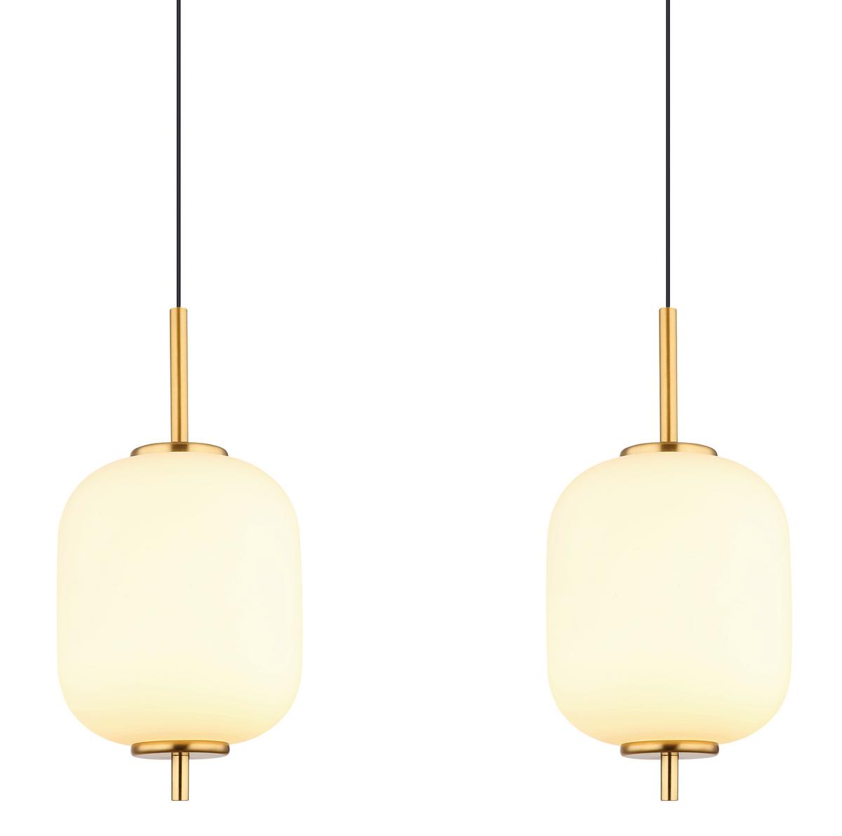 LED-HÄNGELEUCHTE 15217-4 - Messingfarben/Opal, Konventionell, Glas/Kunststoff (94,5/13,5/220cm) - Globo