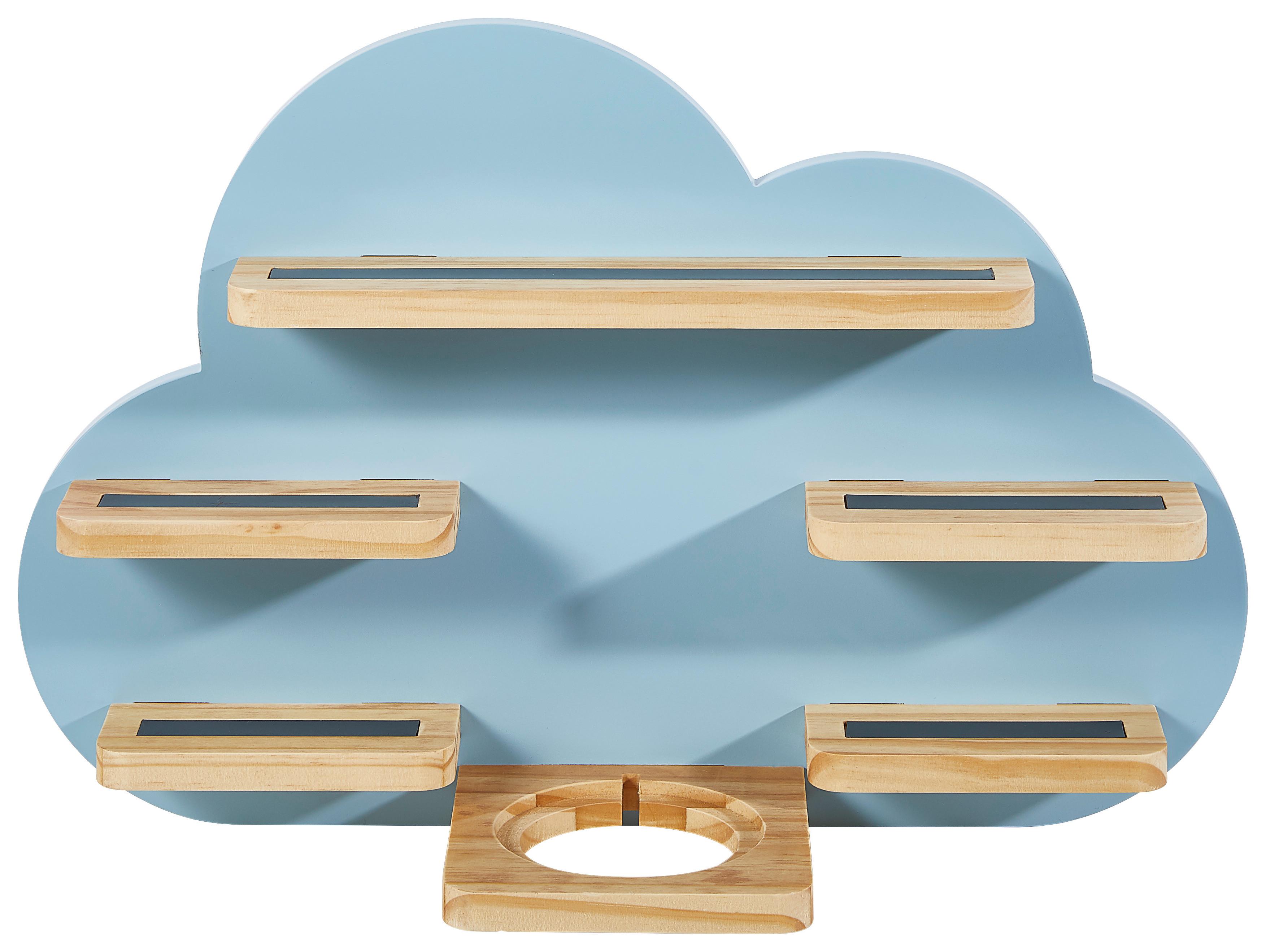 REGAŁ ŚCIENNY K008 - TREND - - kolor naturalny/jasnoniebieski, Trend, drewno (50/32,5/15cm) - Ben'n'jen