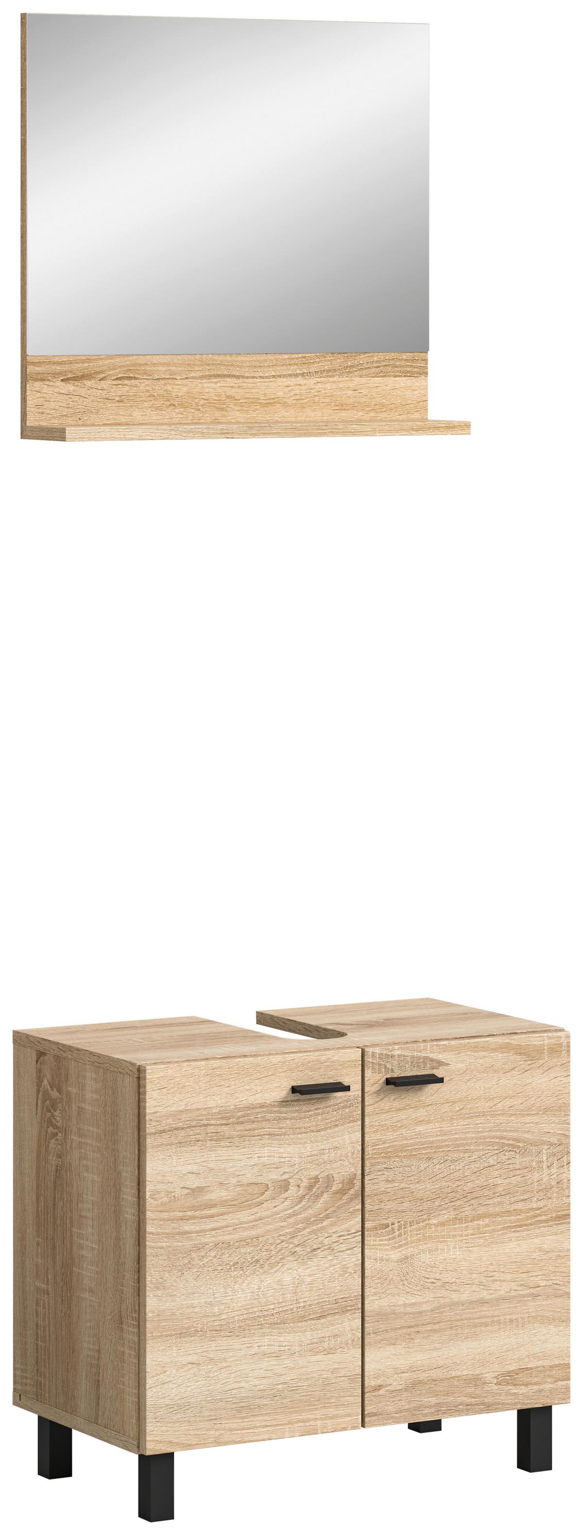 Kopalnica Boston, Hrast - črna/hrast sonoma, Moderno, umetna masa/steklo (57cm) - MID.YOU