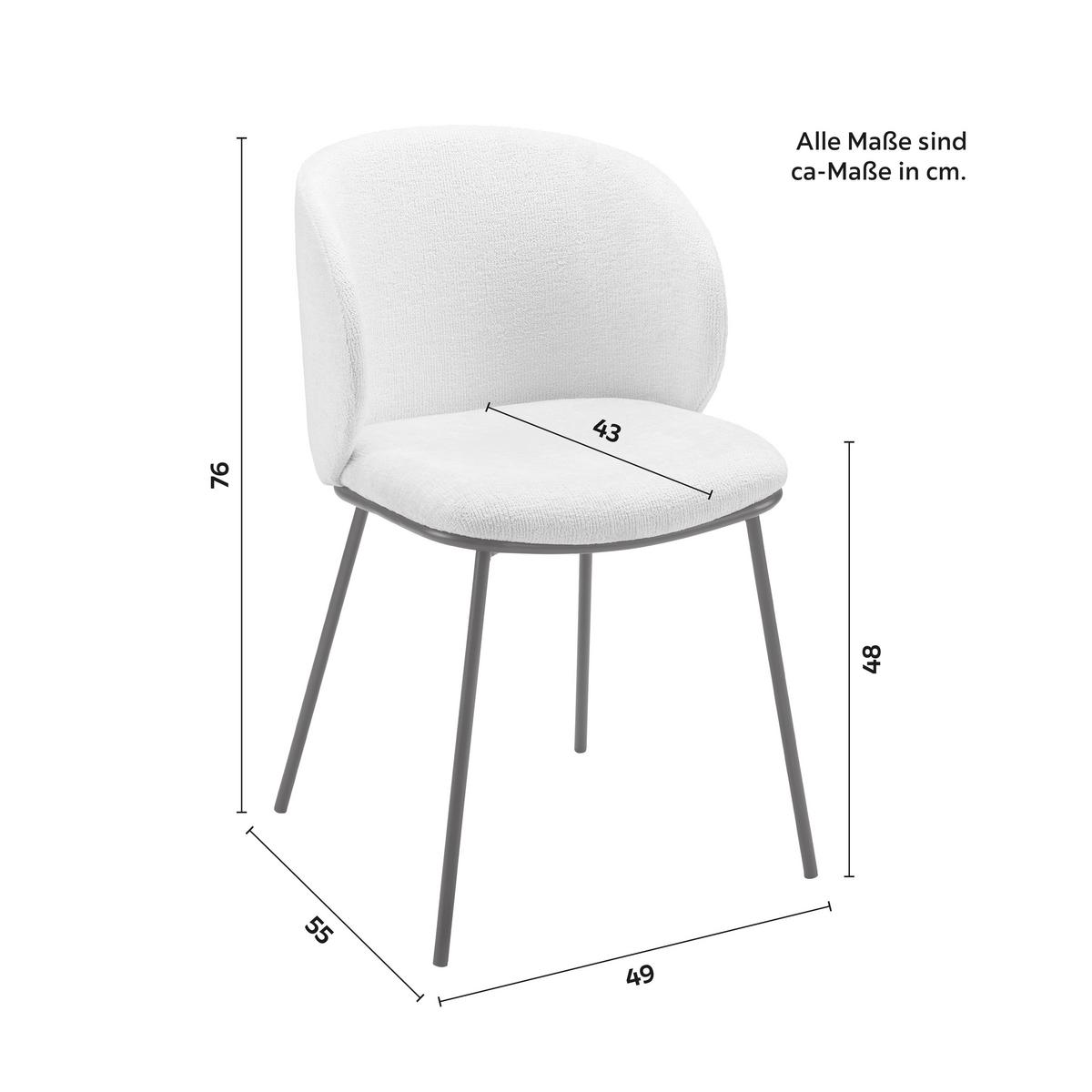 Stuhl Malea Beige Chenille Gepolstert - Beige/Schwarz, MODERN, Holz/Textil (49/76/55cm) - Bessagi Home